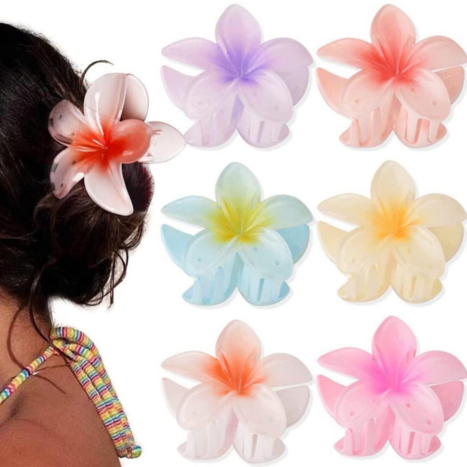 LuxusKollektion Haarklammer 6er Set Blumen Haarklammern für dünnes und dickes Haar - Acryl Große