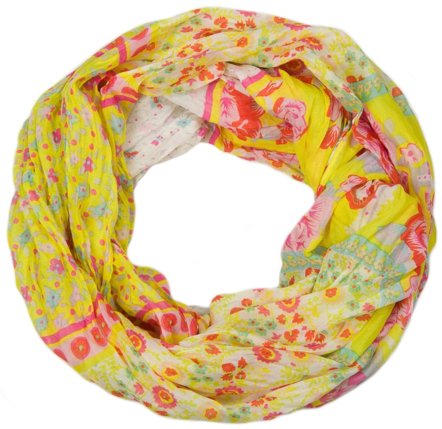 Muster Loop Loop, (1-St), Blumen mit Paisley styleBREAKER Gelb