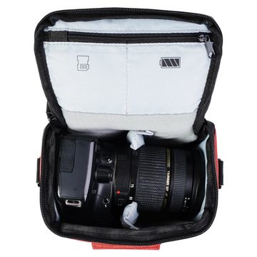 Hama Kameratasche Kamera-Tasche Trinidad 110 Foto-Tasche Universal Rot, Case Schultergurt Tragegriff Zubehör-Fächer Digitalkamera Systemkamera