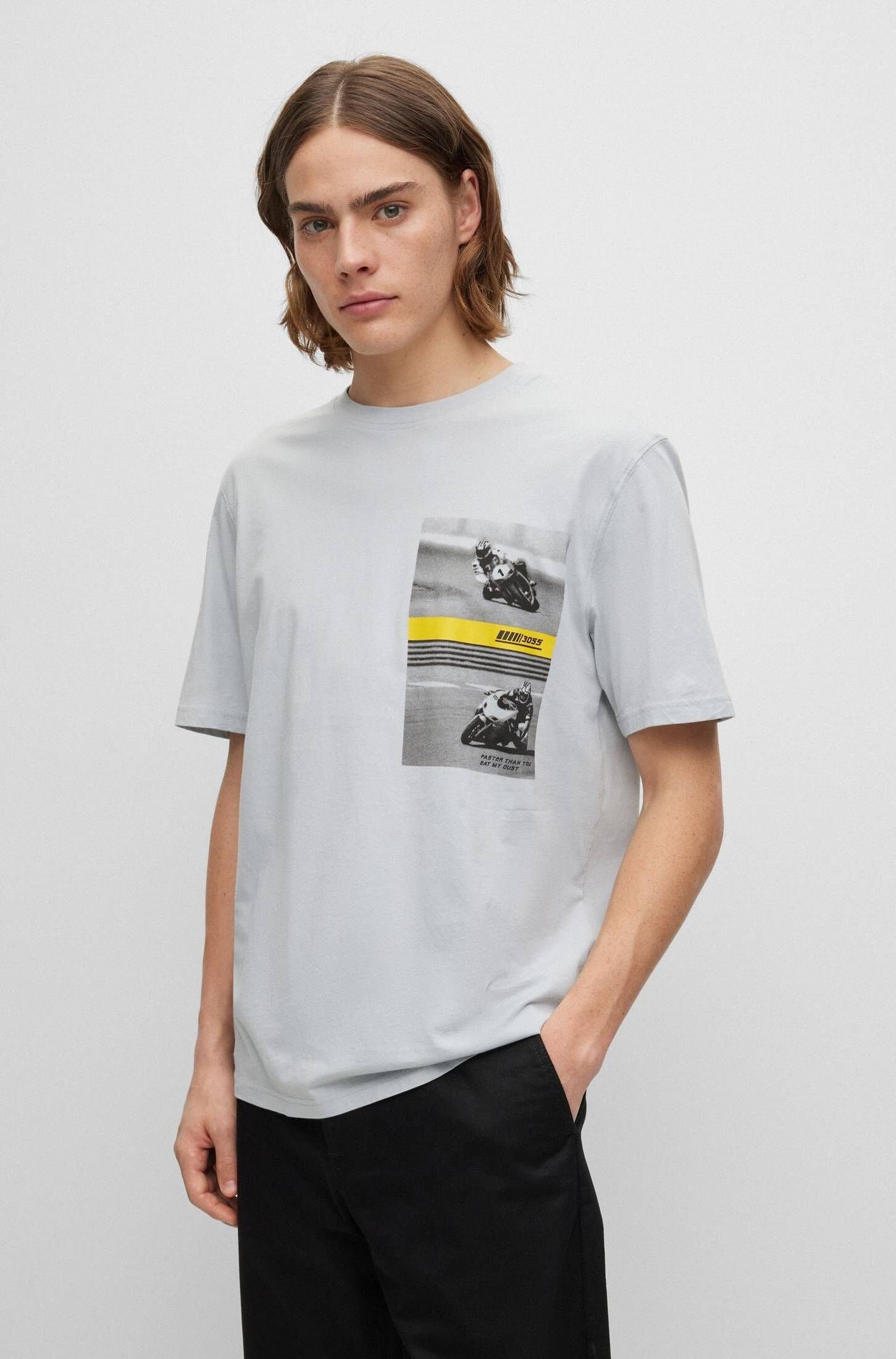 BOSS T-Shirt Herren T-Shirt TEEMOTOR grau (1-tlg) (13)
