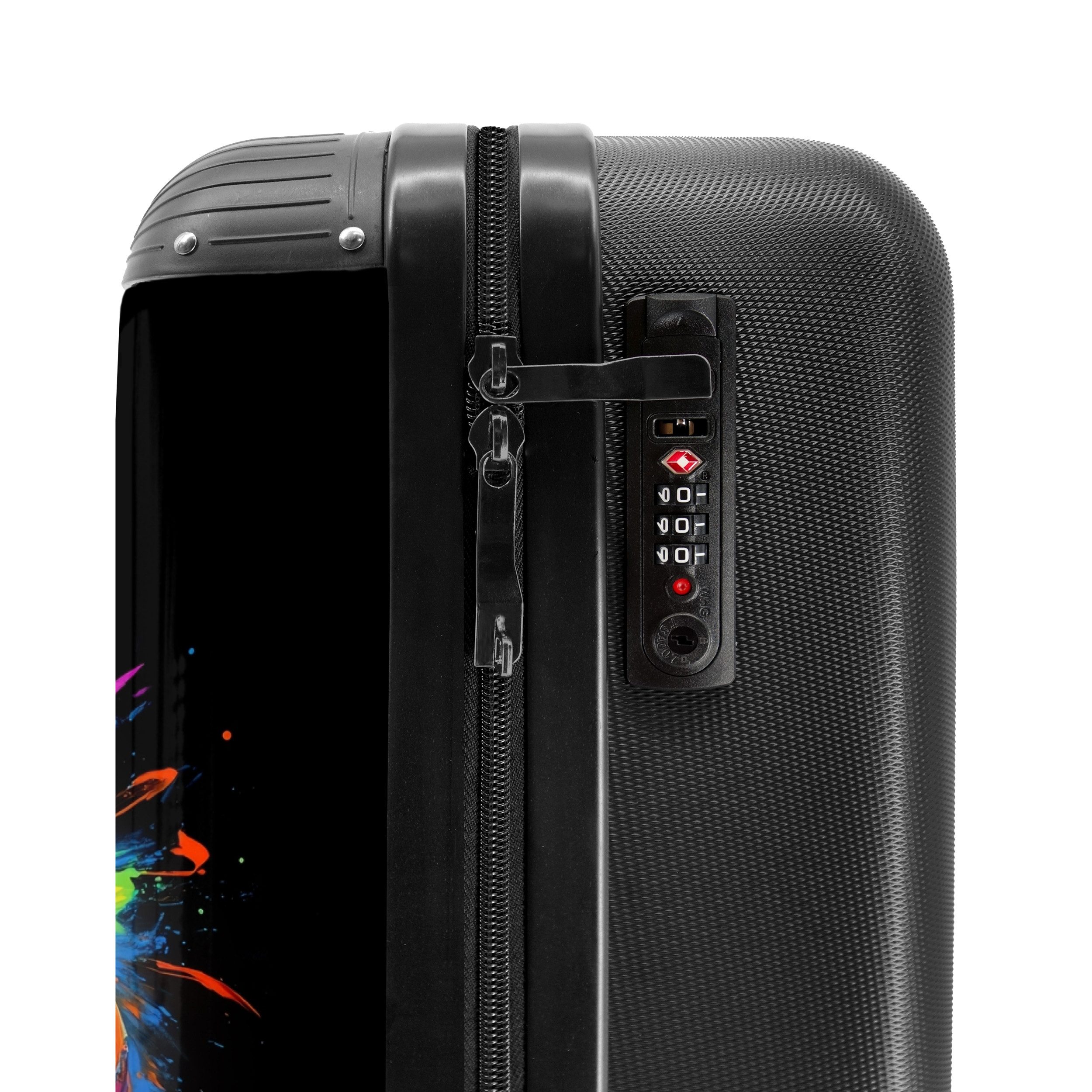 NoBoringSuitcases.com© Hartschalen-Trolley Sommeräffchen mit buntem Schwimmband 55x35x20cm, 4 Rollen, Reisetasche mit Rollen, Koffer Handgepäck Flugzeug