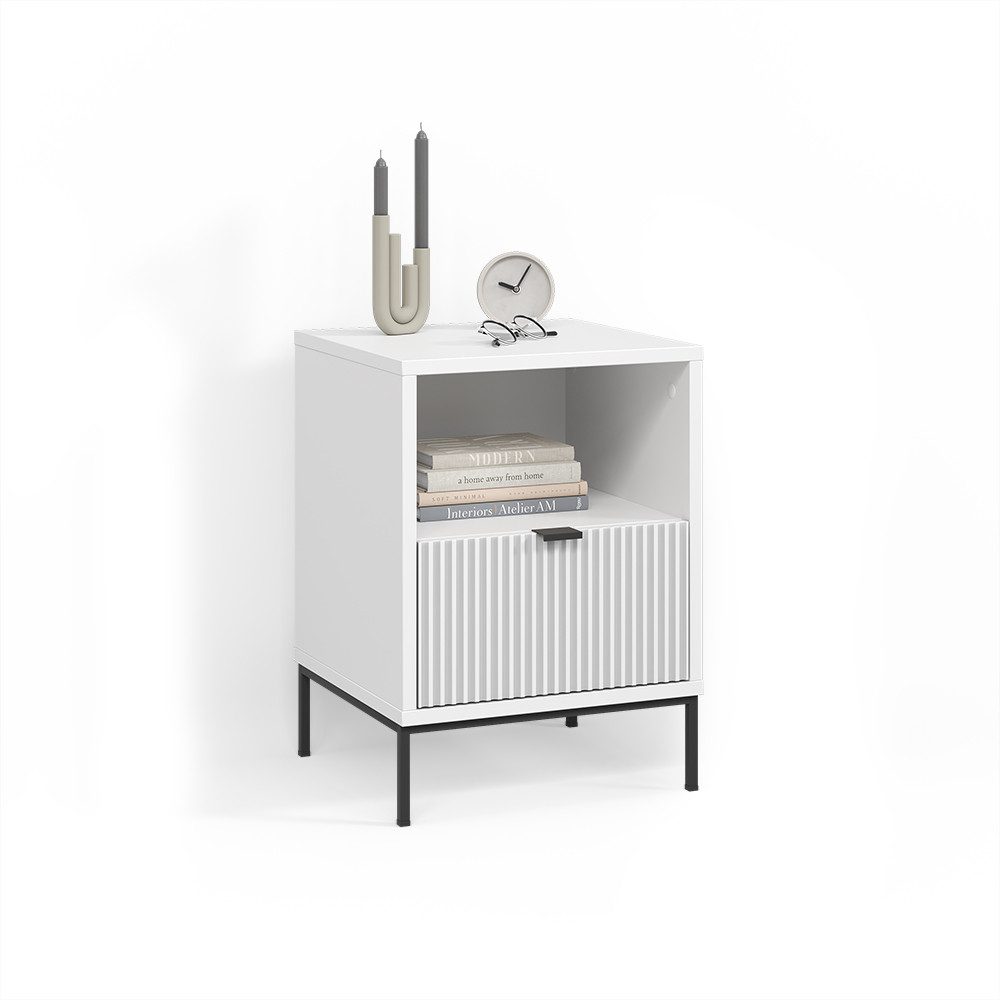 Livinity® Nachtschrank Aterno, Weiß, mit 1 Schublade (1-St)