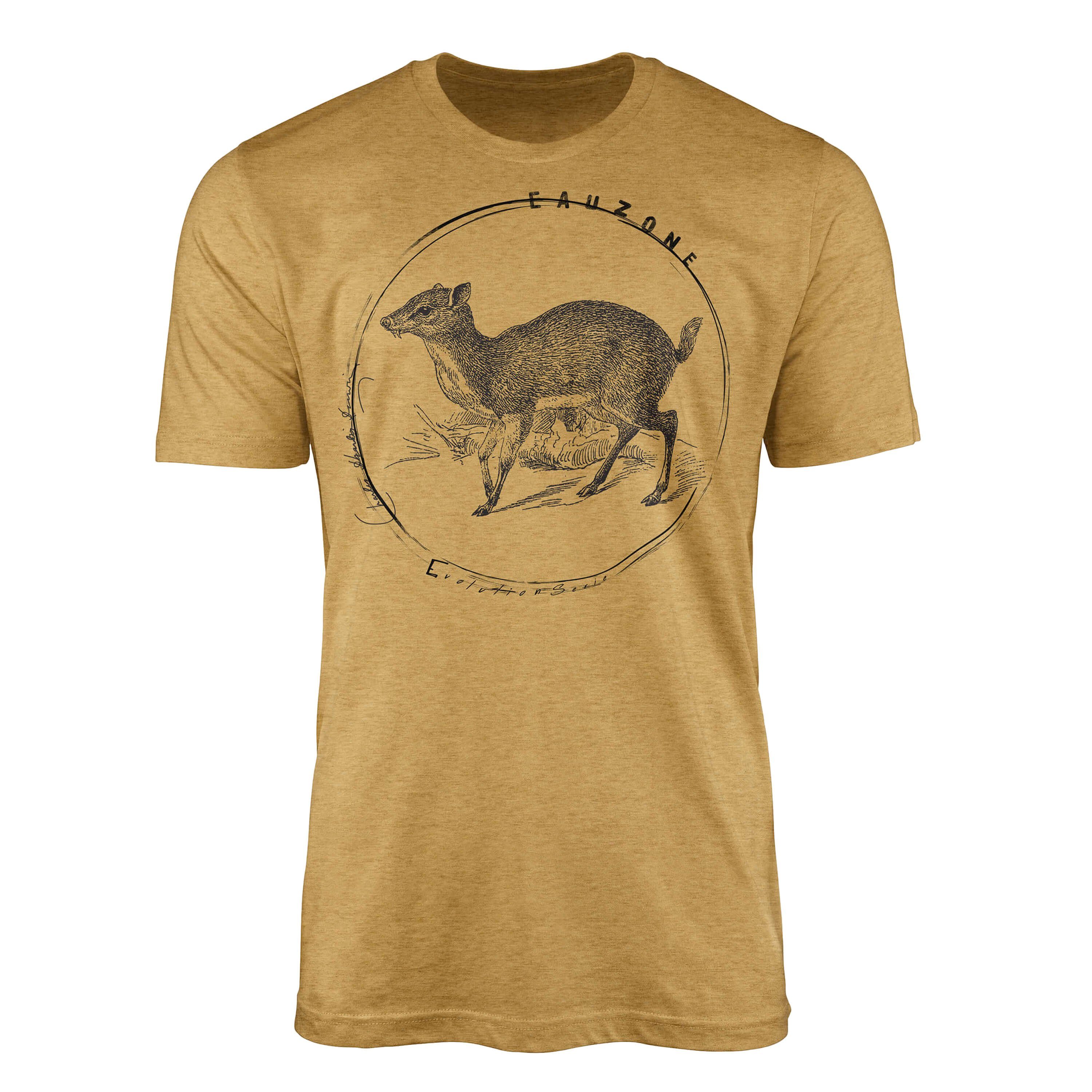 Herren Sinus Art T-Shirt Antique Evolution Chevrotain Gold T-Shirt
