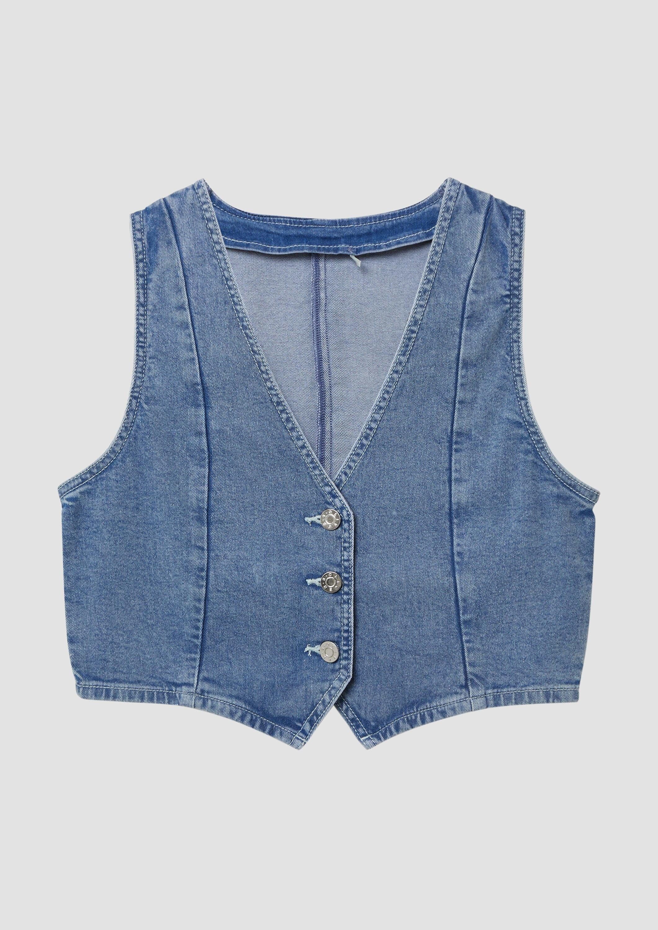 s.Oliver Funktionsweste Indoor-Weste Denim-Weste mit Glitzer-Finishing (1-tlg)