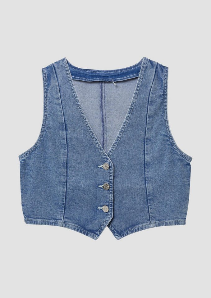s.Oliver Funktionsweste Indoor-Weste Denim-Weste mit Glitzer-Finishing