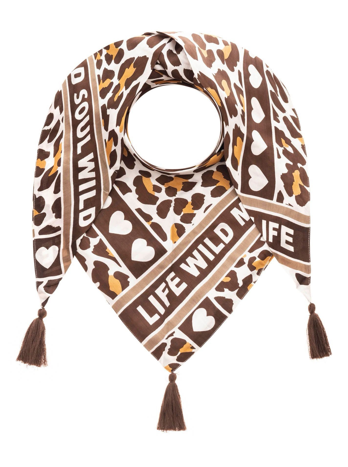 Zwillingsherz Dreieckstuch Zwillingsherz Dreieckstuch "Life Wild", Tasseln günstig online kaufen