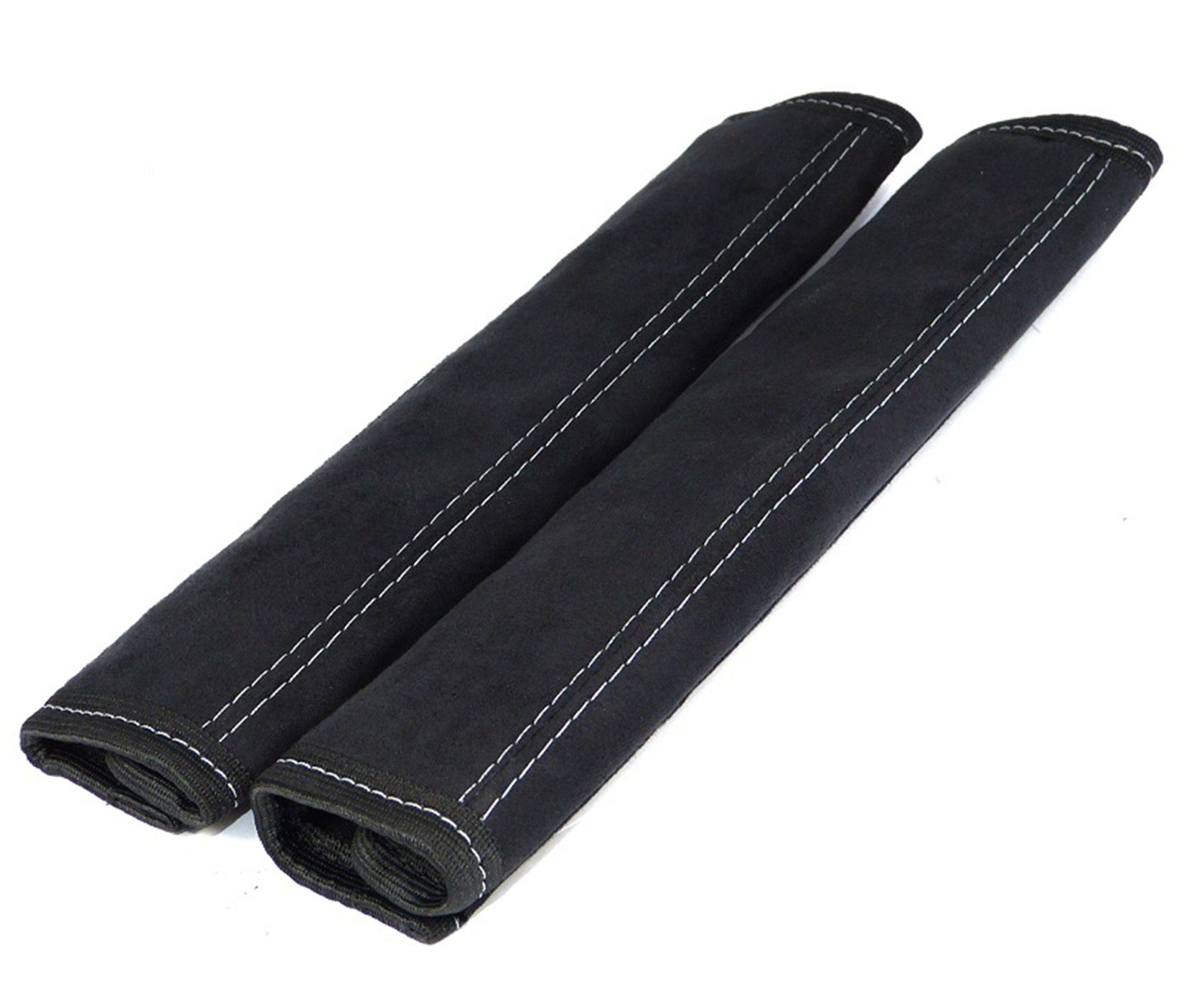 L & P Car Design Gurtpolster Gurtschoner Auto in Schwarz mit grauer Naht Sicherheitsgurt, (2 Stück), Microfaser