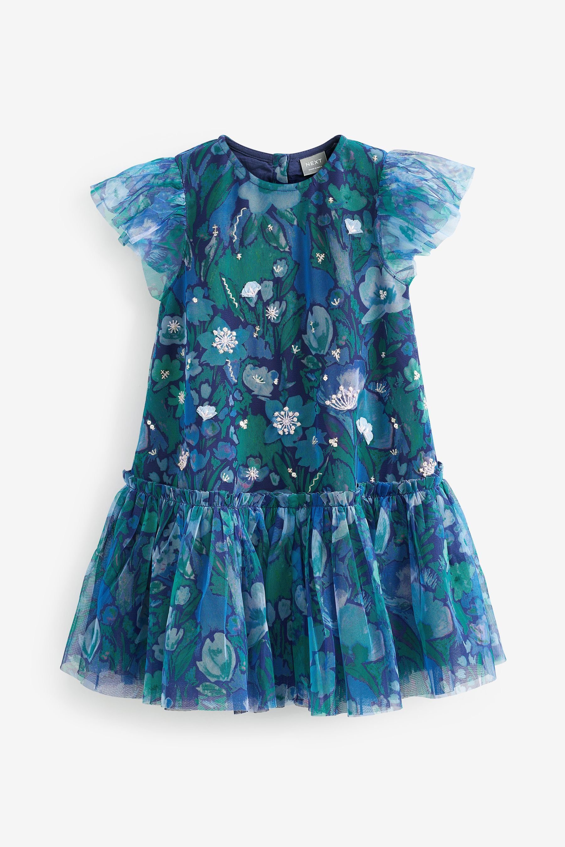 Next Partykleid Party-Kleid aus Netzstoff mit Pailletten (1-tlg) Blue