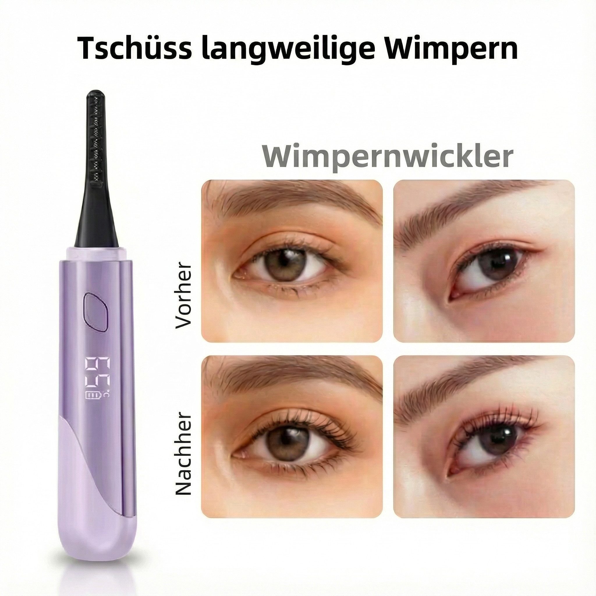 SWGOTA Wimpernzange Beheizte Wimpernzange mit LED-Display, Temperaturregelung & Auto-Off, Elektrischer Wimpernwickler mit präziser Temperatur & Schnellladung