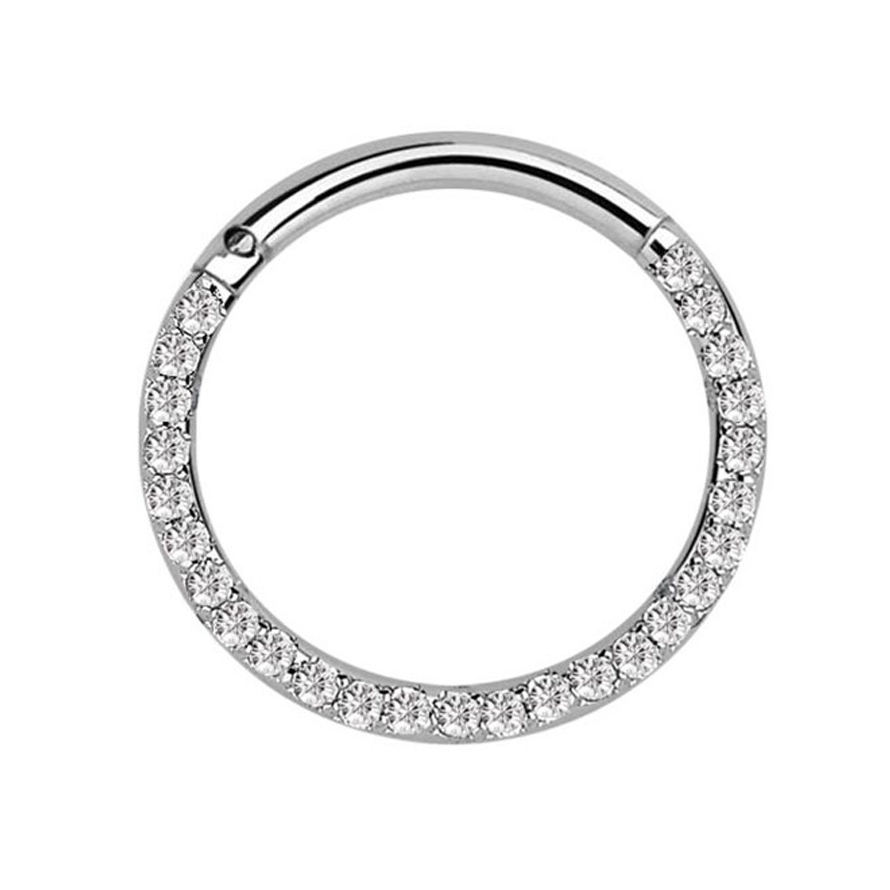 Adelia´s Dehnschnecke Piercing Ohrpiercing, Steinkranz mit klaren gefassten Steinen in 1,2 mm Stärke