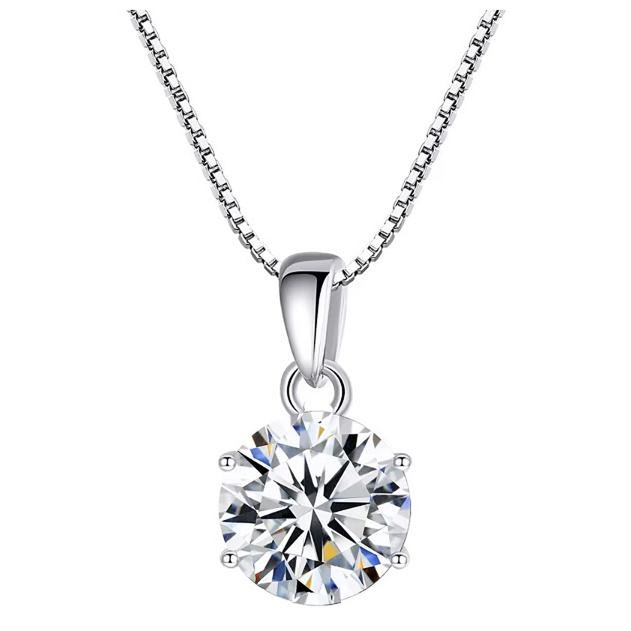 Kette mit Anhänger Damen 925 Silber mit Moissanit Anhänger 0,8 cm mit Zertifikat