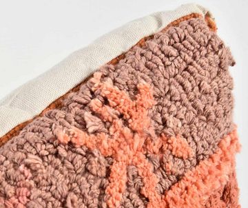Elite Se´lections Dekokissen Elite Selections Boho Kissen Handmade Orange Dekokissen aus Baumwolle, 80% Wolle, 20% Baumwolle, Polyester-Füllung