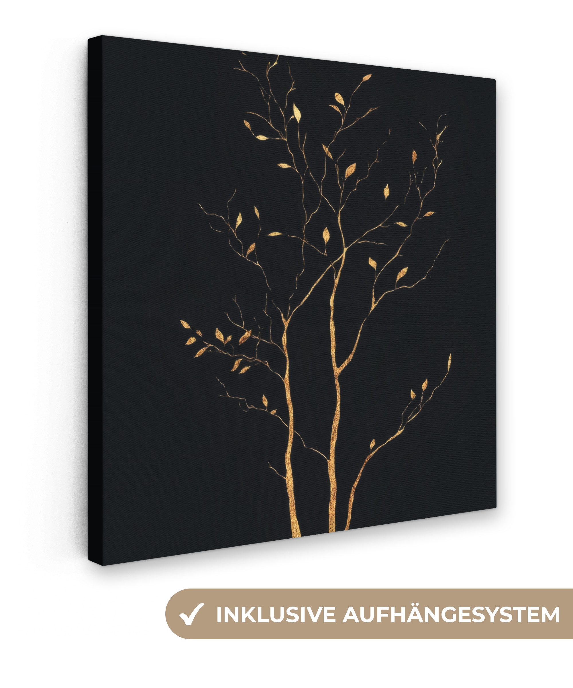 OneMillionCanvasses® Leinwandbild Äste - Blätter - Schwarz, Fotodruck (1 St günstig online kaufen