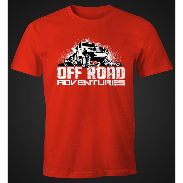 MoonWorks Print-Shirt Herren T-Shirt Off-Road Geländewagen Adventures Moonworks® mit Print CU10319