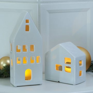 MARELIDA Dekoobjekt LED Haus Lichthaus Dekohaus Leuchthaus H: 24cm inkl. Batterie Innen