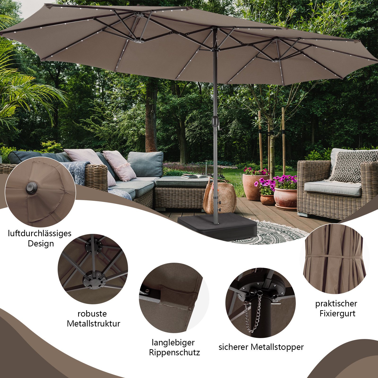 COSTWAY Sonnenschirm, 450 x 260 cm, günstig online kaufen