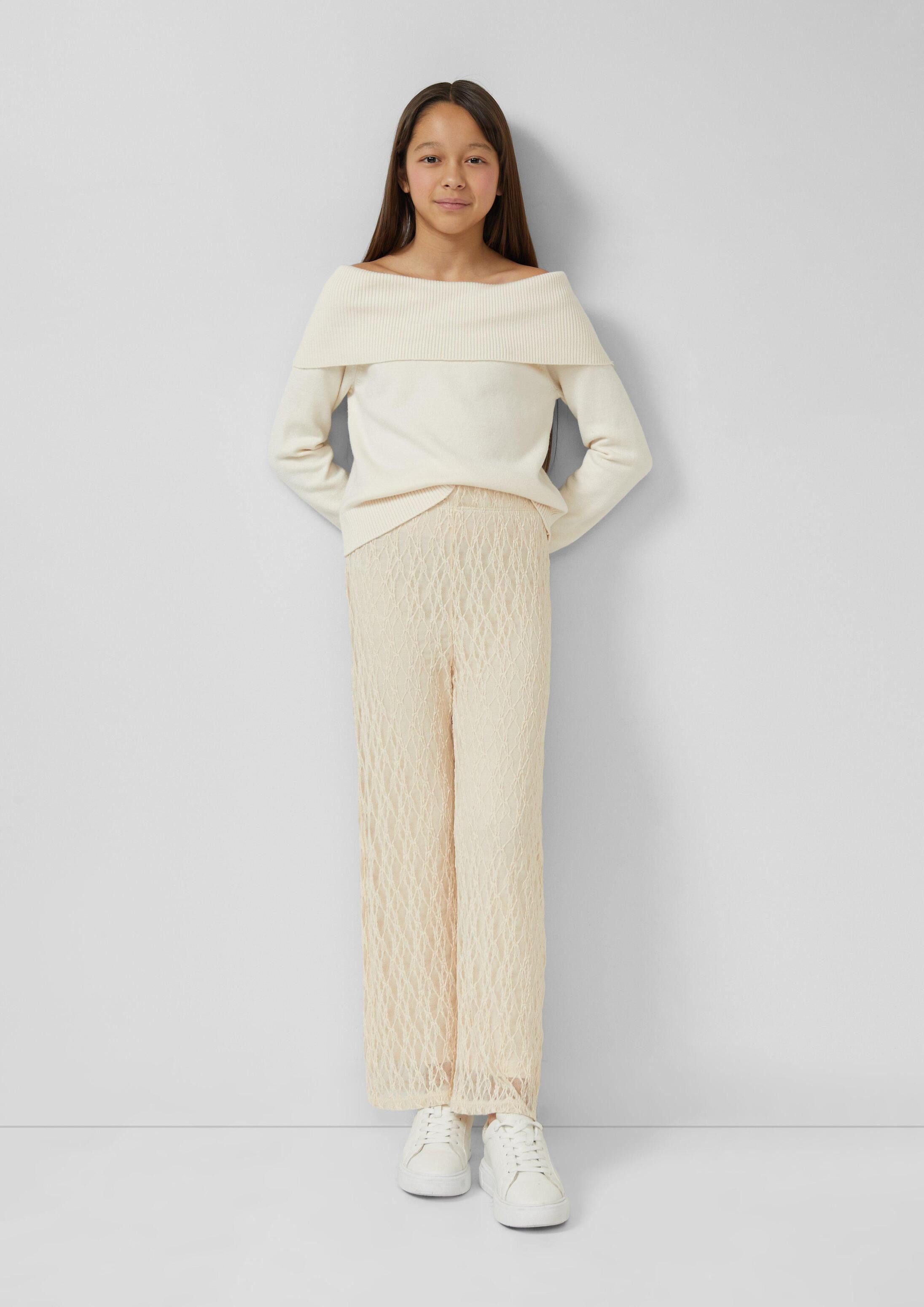 s.Oliver Leggings Leggings Wide-Leg-Hose aus Spitze mit Viskosefutter