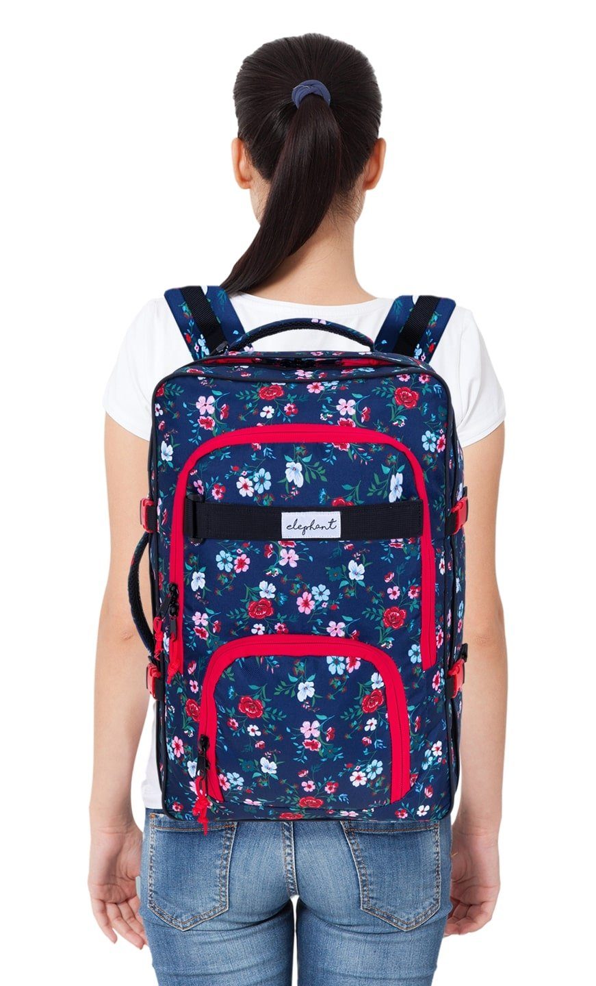 ELEPHANT Reiserucksack Fly Travel Flower Rucksack Handgepäck, Kabinengepäck Handgepäckrucksack Daypack Damen groß