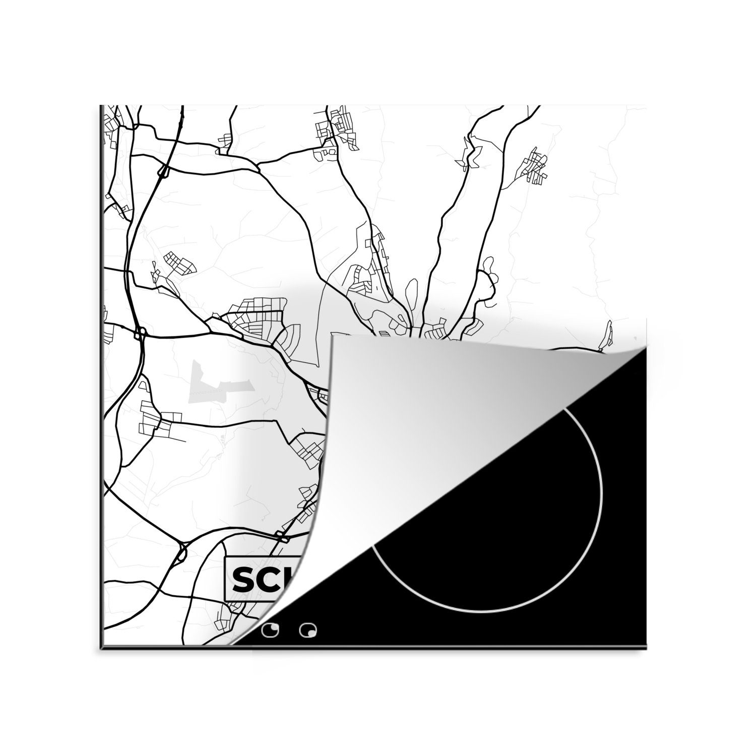 MuchoWow Herdblende-/Abdeckplatte Schweinfurt - Stadtplan - Karte, Vinyl, (1 tlg), 78x78 cm, Ceranfeldabdeckung, Arbeitsplatte für küche