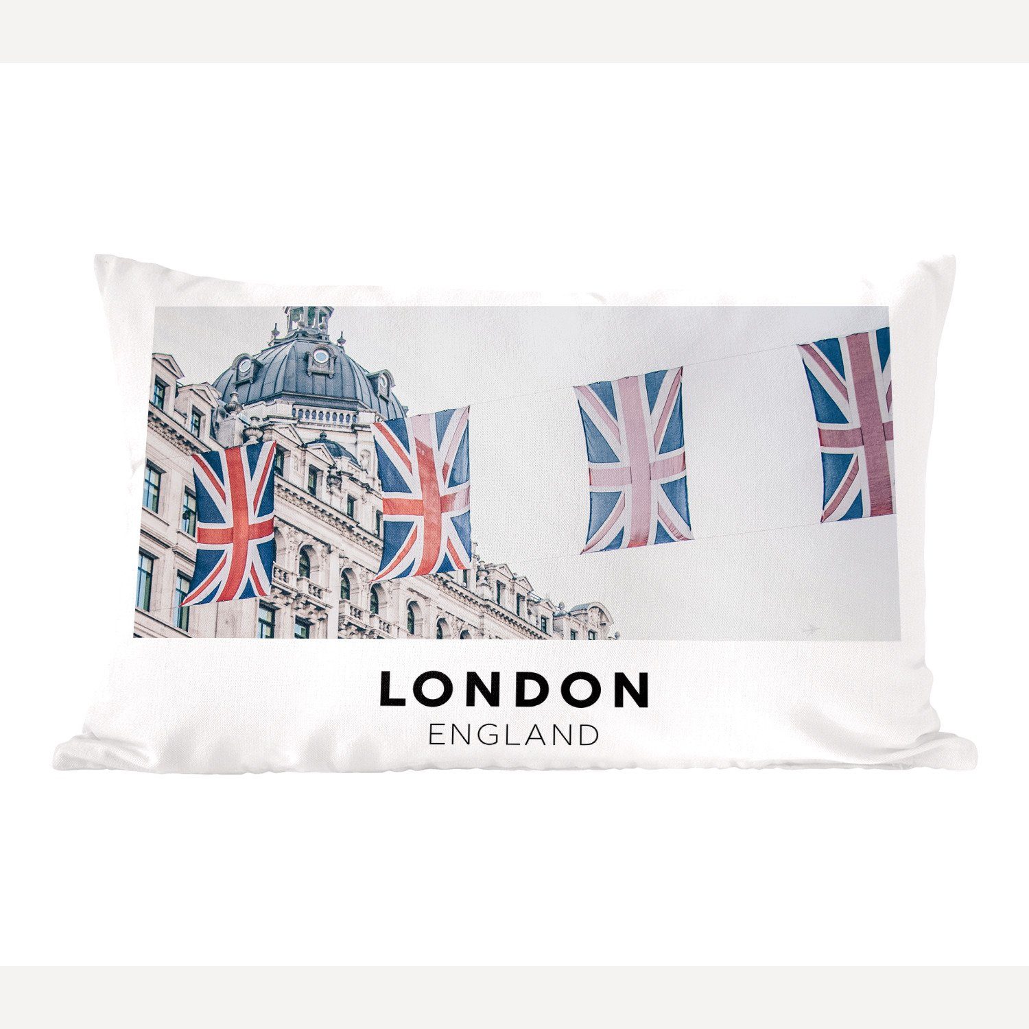 MuchoWow Dekokissen England - London Zierkissen, - Wohzimmer mit Flaggen, Dekokissen Dekoration, Füllung, Schlafzimmer