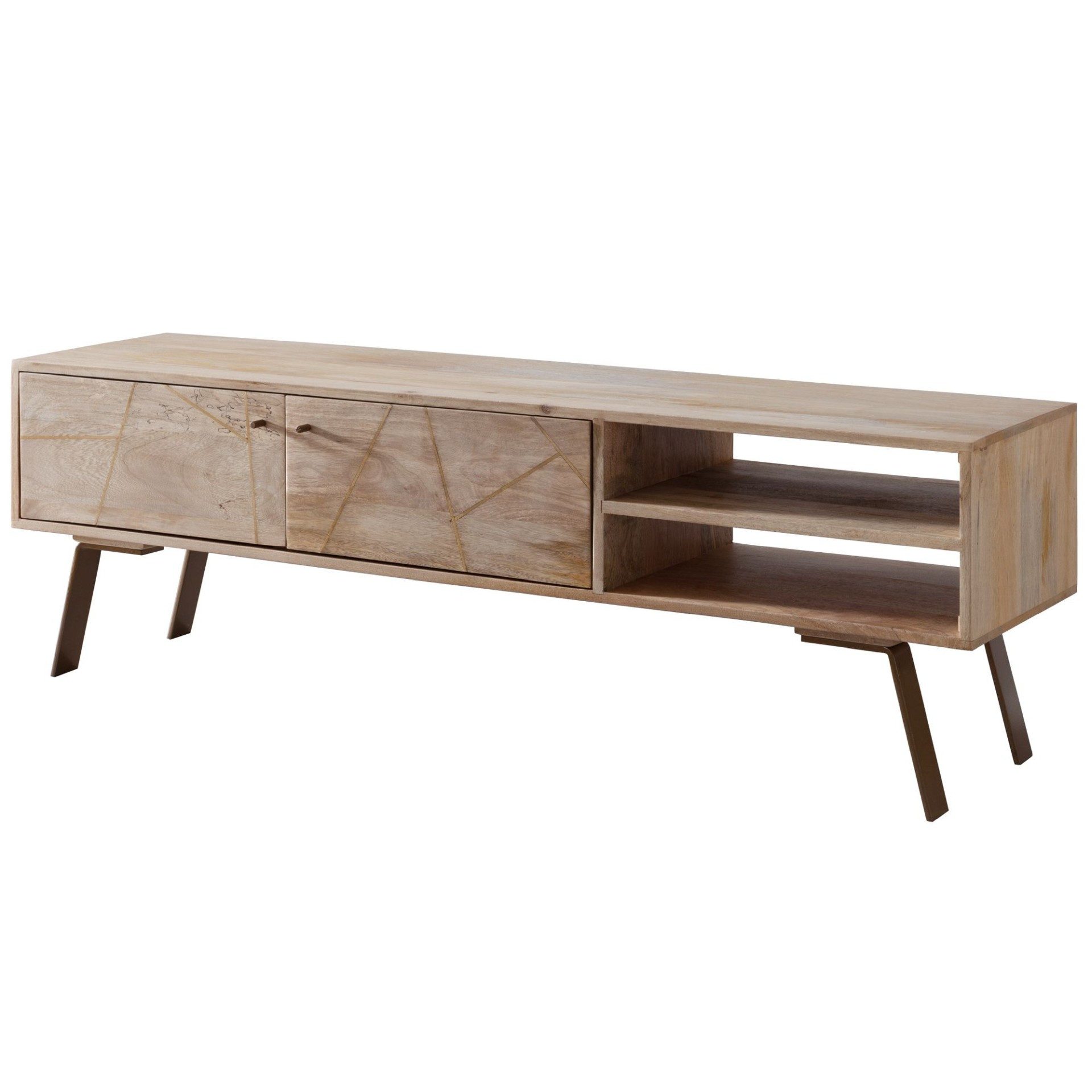 moebelfaktor Lowboard Dale, Mango Massivholz, Breite 145 cm, mit 2 Fächern, braun, TV-Board