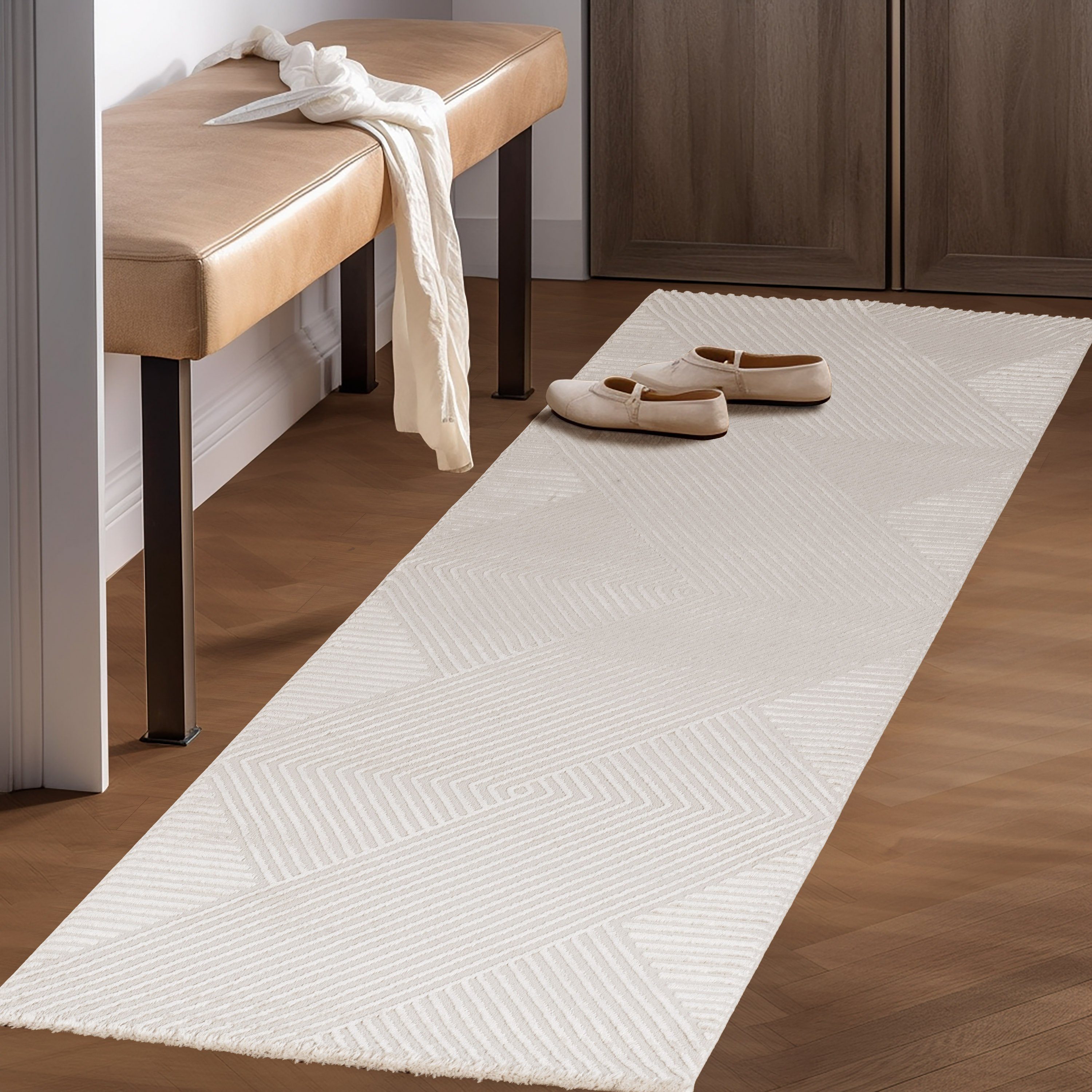 SIMPEX24 Kurzflor-Bettumrandung Skandinavisches Boho Muster, Höhe günstig online kaufen