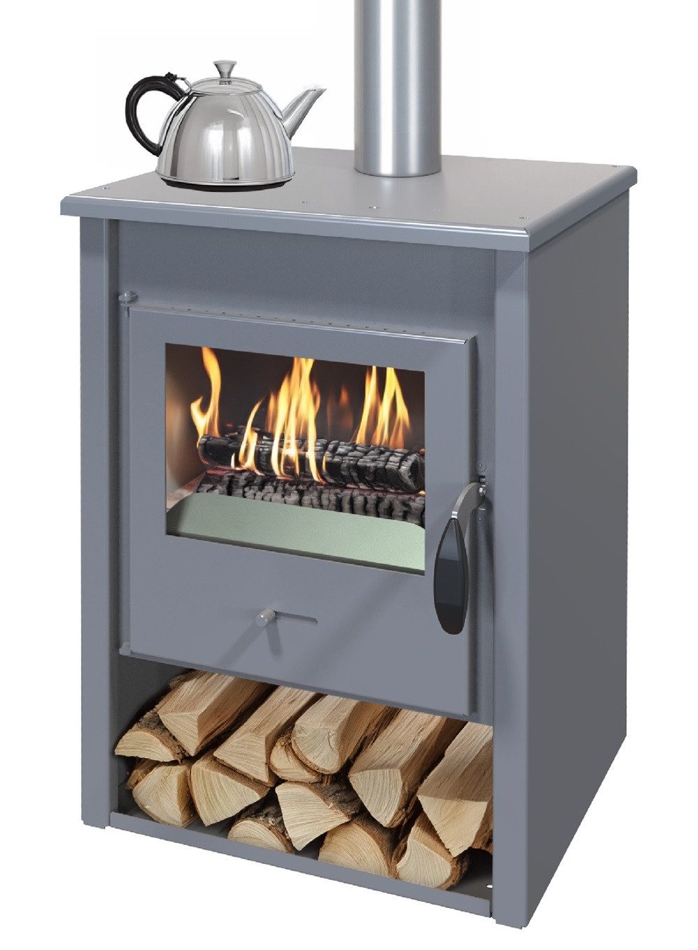 TRGO Kaminofen LUNA grau, 9,70 kW günstig online kaufen