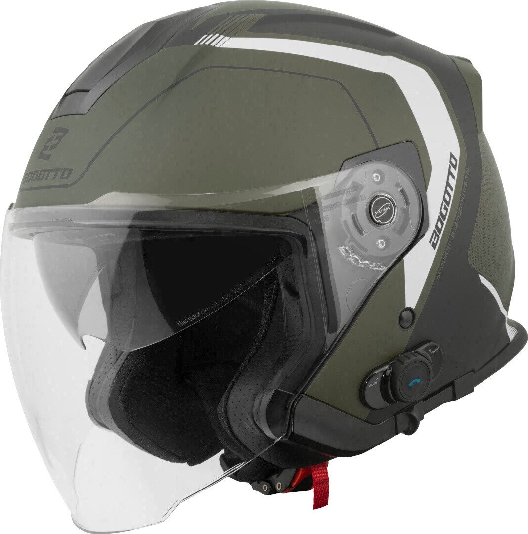 Bogotto Motorradhelm H586 BT Illus Bluetooth Jethelm, integriertes Kommunikationssystem,integriertes Sonnenvisier