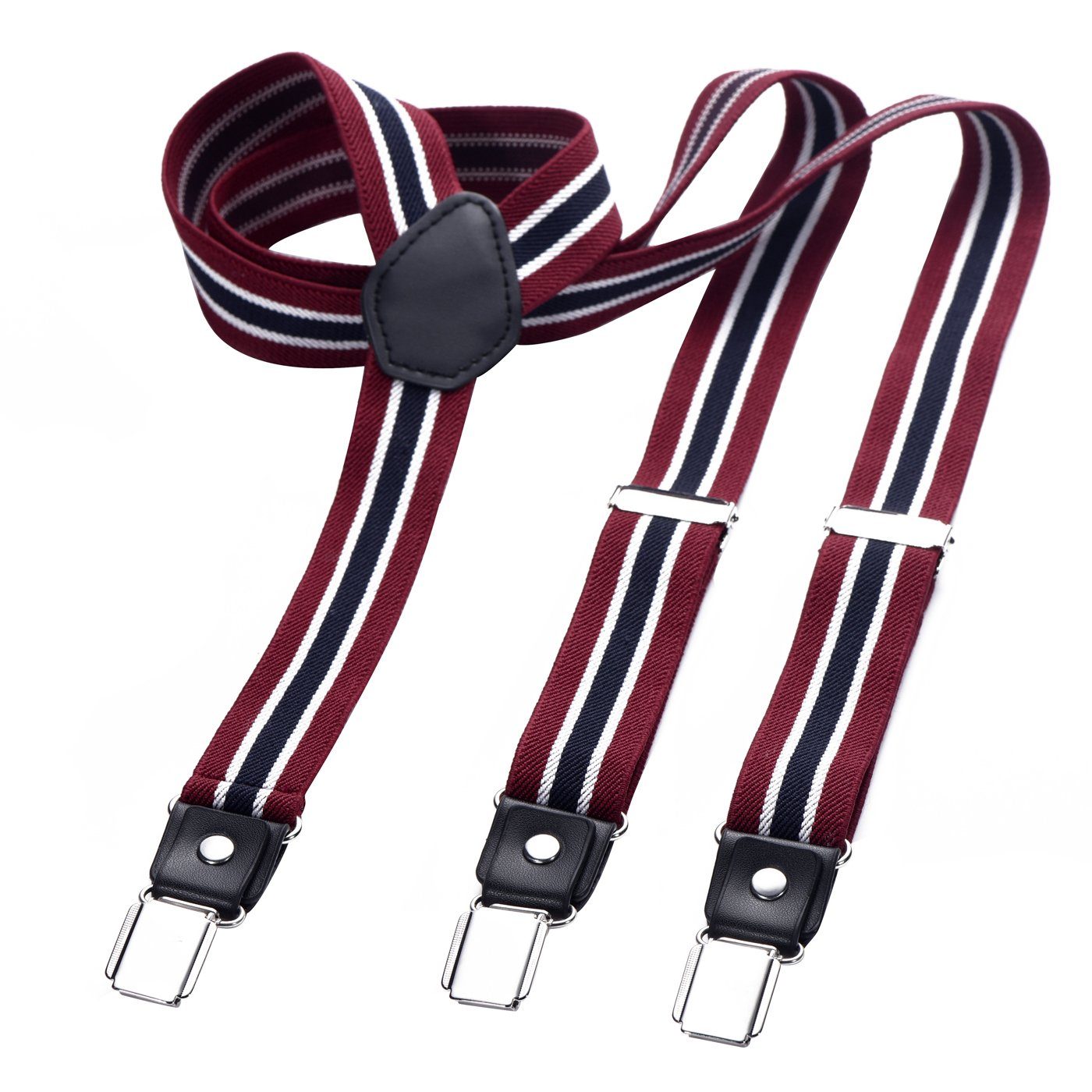 Y-Form in elastisch, DonDon Hosenträger DonDon® elastisch schmal 2.5 (1-St) Rot-schwarz-weiß Herren mit 3 schmal Hosenträger Clipverschluß, verstellbar cm Clips 2,5 Y-Form, cm