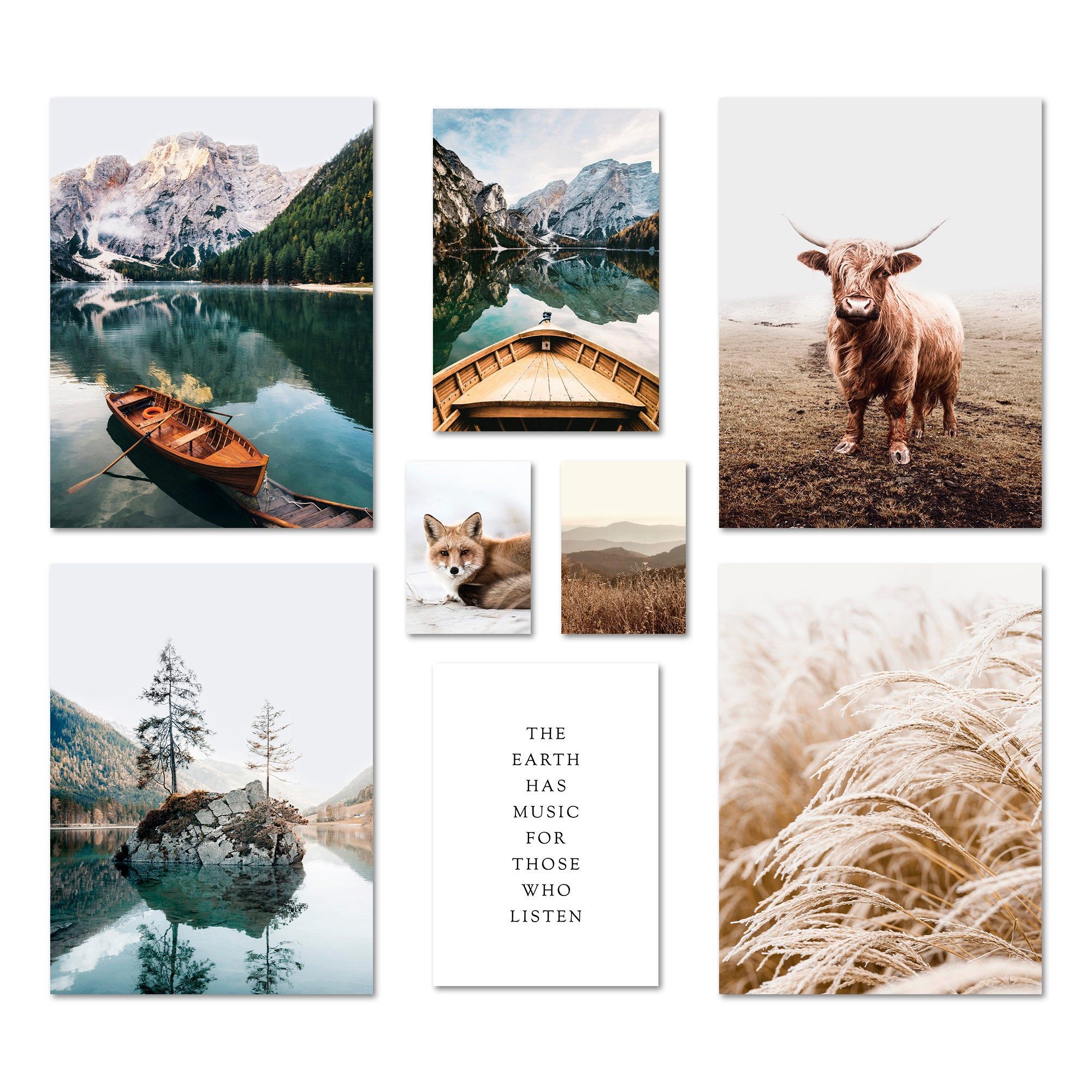 ARTFAVES Bilder-Collage Poster Set Beautiful Earth I mehrteilige Bilderwand I Wandbilder Natur, (Wandbilder modern, 8 St)