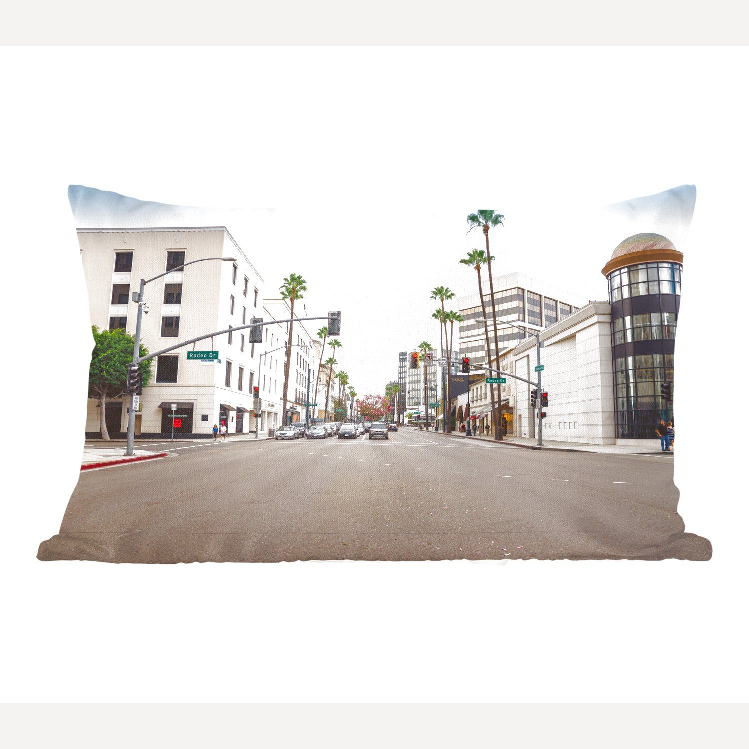 MuchoWow Dekokissen Blick auf den Rodeo Drive in Beverly Hills, USA, Wohzimmer Dekoration, Zierkissen, Dekokissen mit Füllung, Schlafzimmer