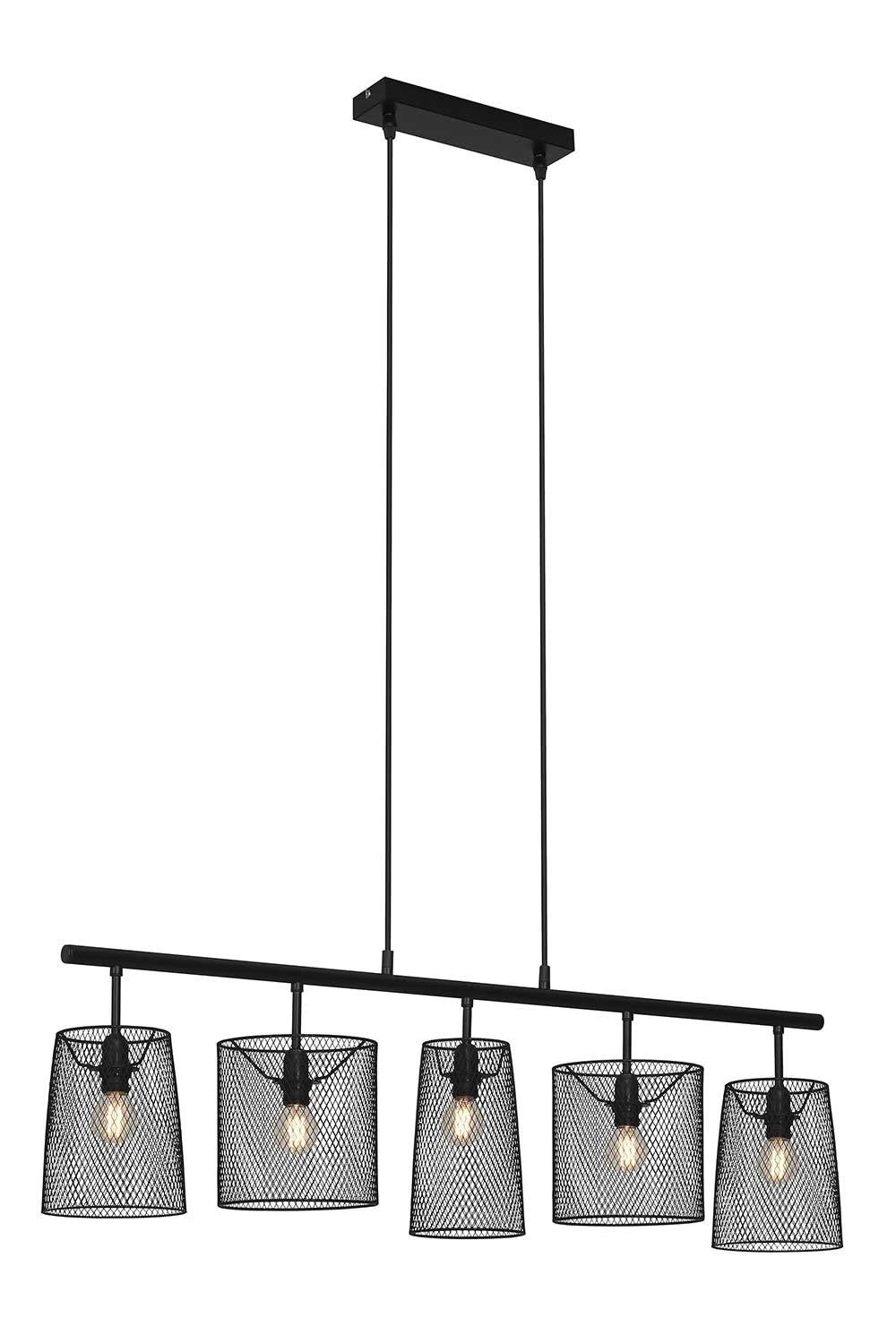 Briloner Leuchten Pendelleuchte FOLA, 5-flammig, Metall, Schwarz, B 96 x H 120 cm, ohne Leuchtmittel, Hängeleuchte, Hängelampe