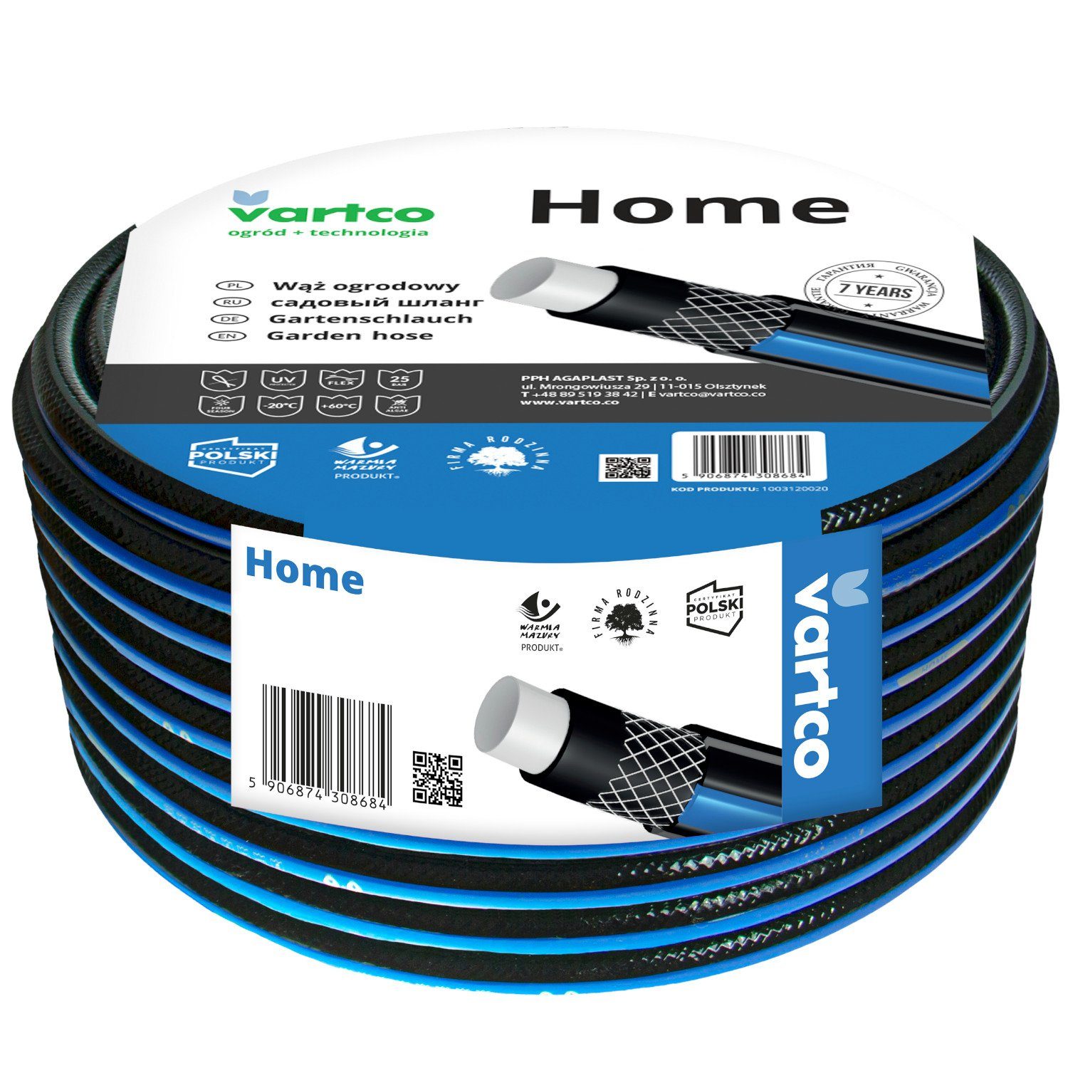 Vartco Gartenschlauch Home, Größe 3/4" [19 mm] beständig gegen UV-Strahlung u. Algenablagerung