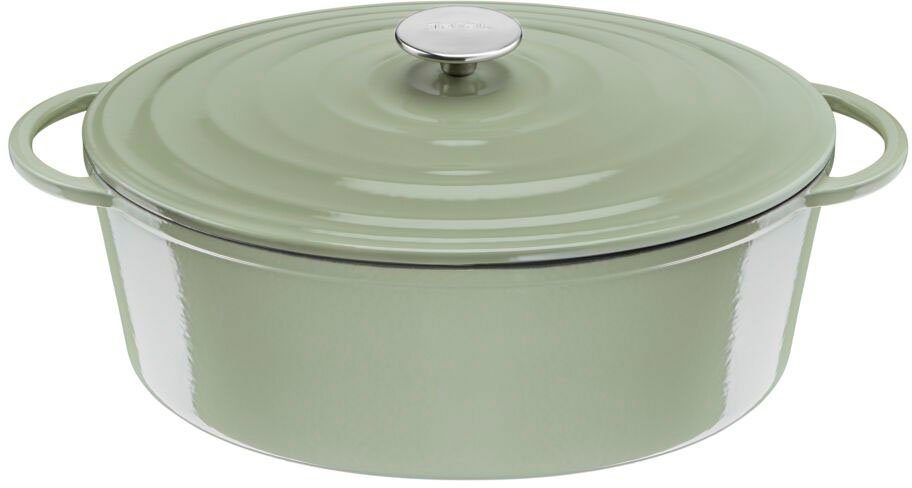 Tefal Bräter LOV Schmortopf mit Deckel, Ø 34 cm, oval, Gusseisen, Induktion, für alle Herdarten geeignet, inkl. E-Book