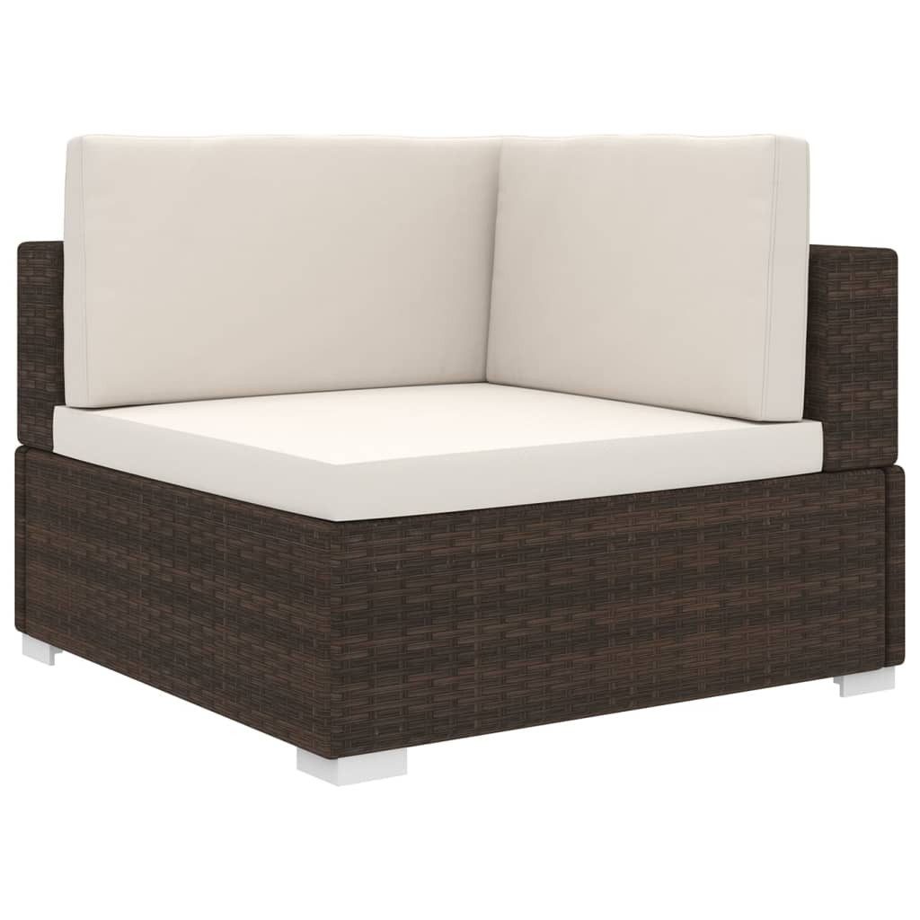 vidaXL Sofaelement Modular-Sofa-Eckteil 1 Stk. + Auflagen Poly Rattan Braun (1 St)