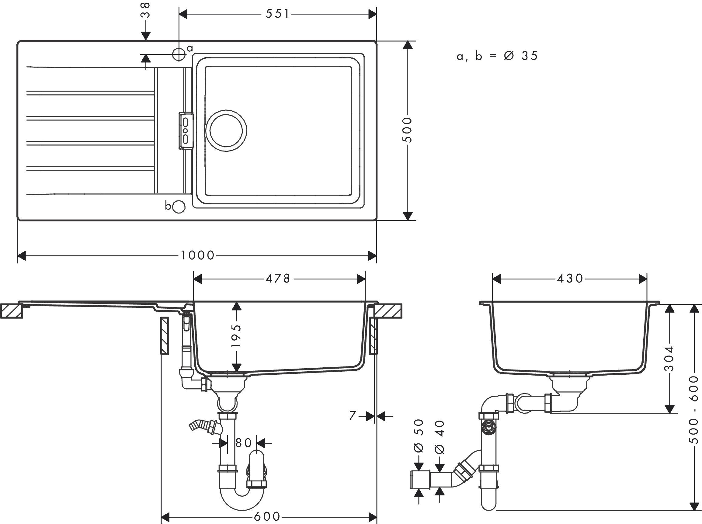 hansgrohe Einbauspüle S52 S520-F480 Einbauspüle & günstig online kaufen