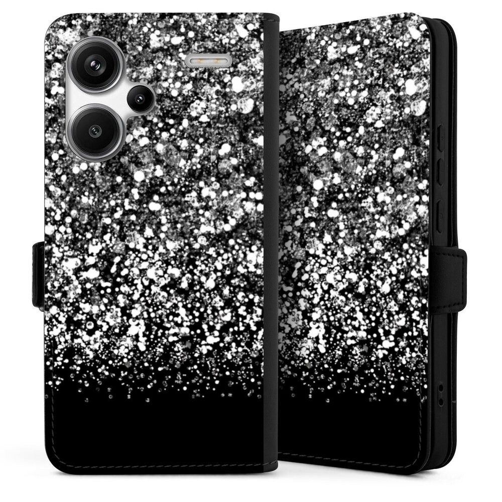 DeinDesign Handyhülle Glitzer Look Schneeflocken Muster Snow Fall Glitter Look, Xiaomi Redmi Note 13 Pro Plus Hülle Handy Flip Case Wallet Cover