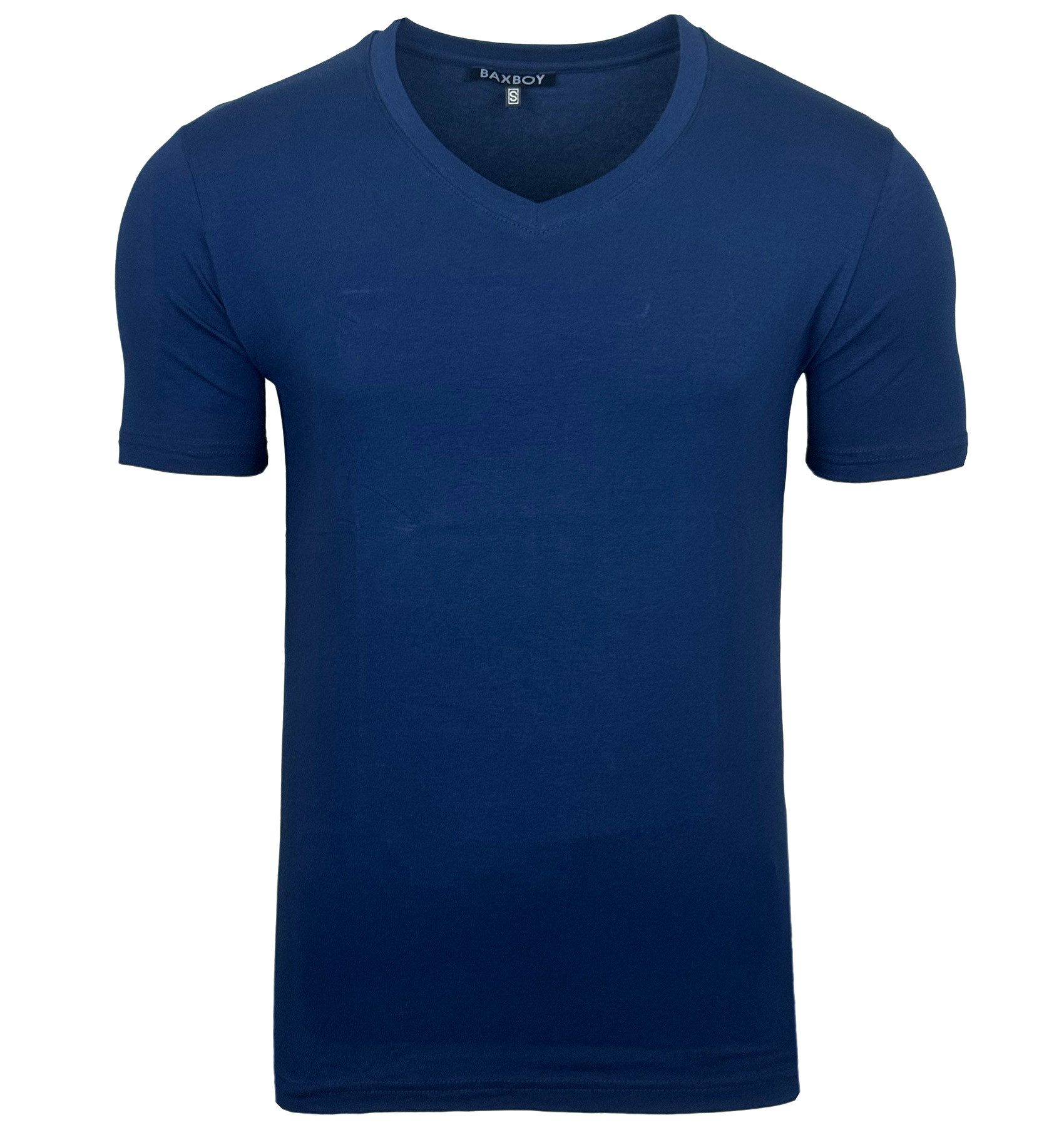 Baxboy T-Shirt Baxboy tiefer V-Ausschnitt Uni Basic Herren Kurzarm T-Shirt günstig online kaufen