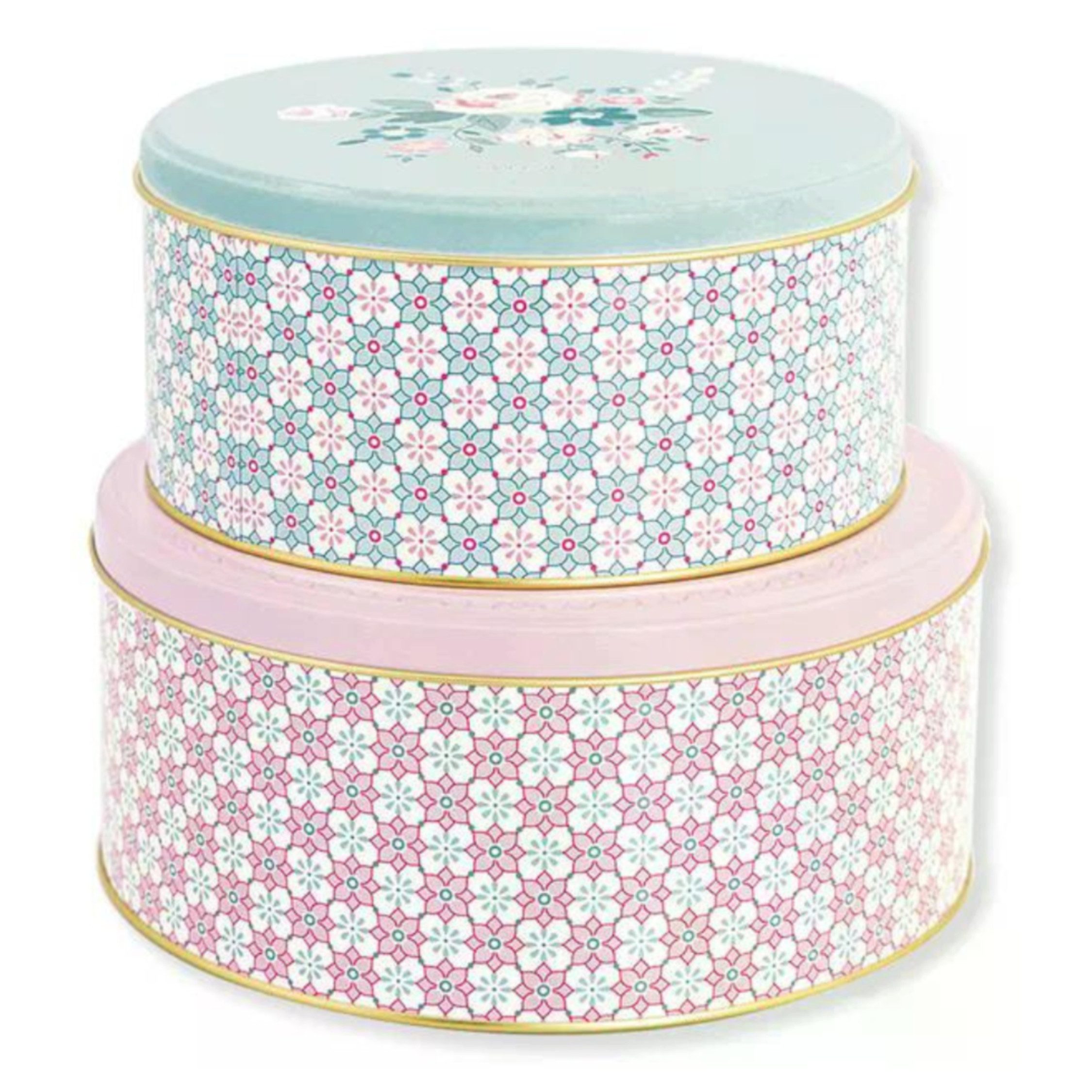 Greengate Aufbewahrungsbox GreenGate Runde Boxen Gwen Hellrosa/Mint