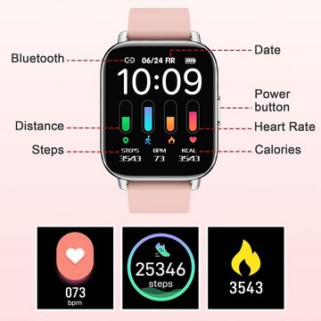 Nerunsa Eigenes Bild als Zifferblatthintergrund Smartwatch (1,69 Zoll, Android iOS), SMS und SNS-Nachrichten Ablehnung von Anrufen und Nachrichtenlöschung