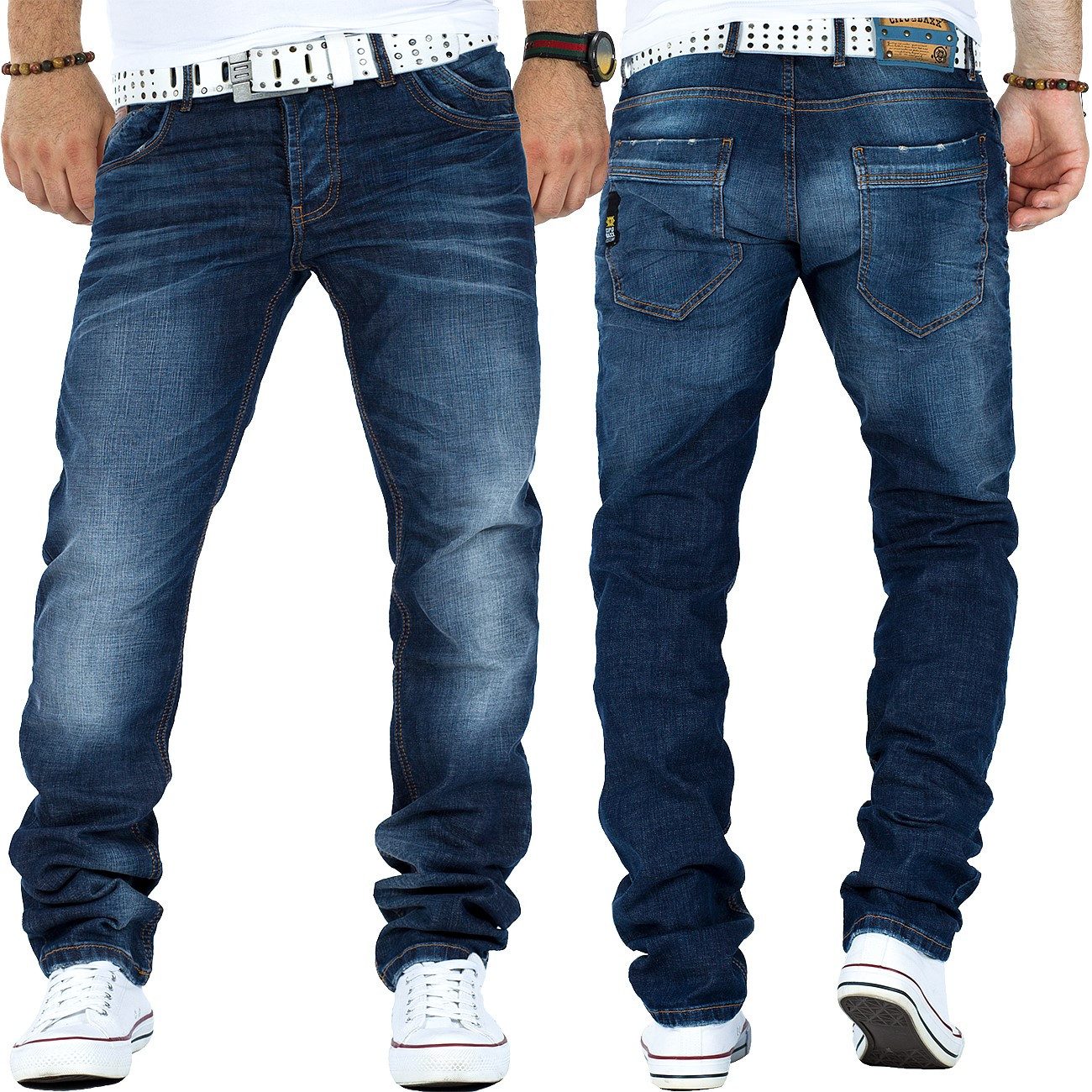 Cipo & Baxx 5-Pocket-Jeans Herren Regular Fit Jeans Stonewashed BA-CD186A (1-tlg) mit lässiger Stonewashed Waschung