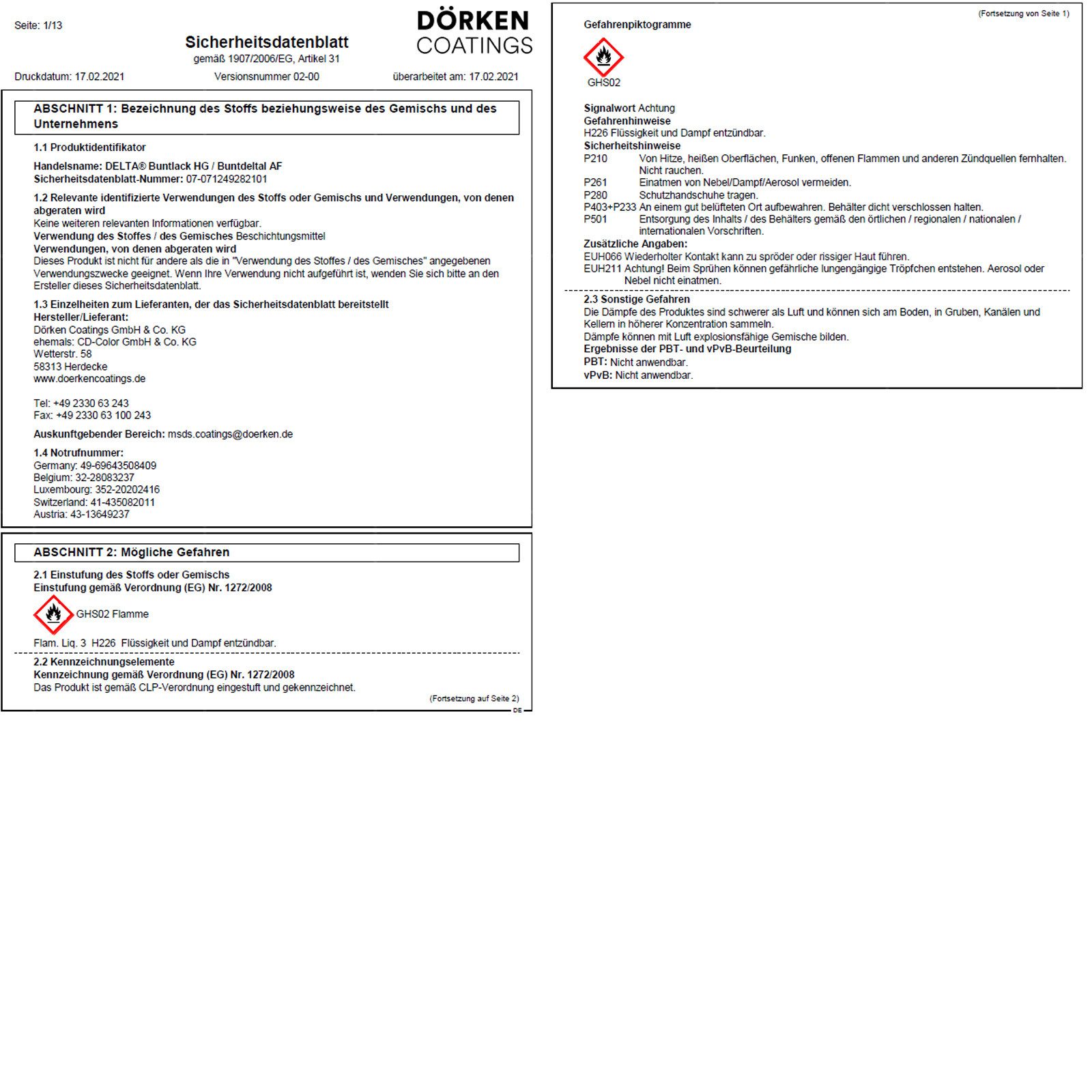 Delta Lack Professional Buntdeltal - 0.75 Ltr