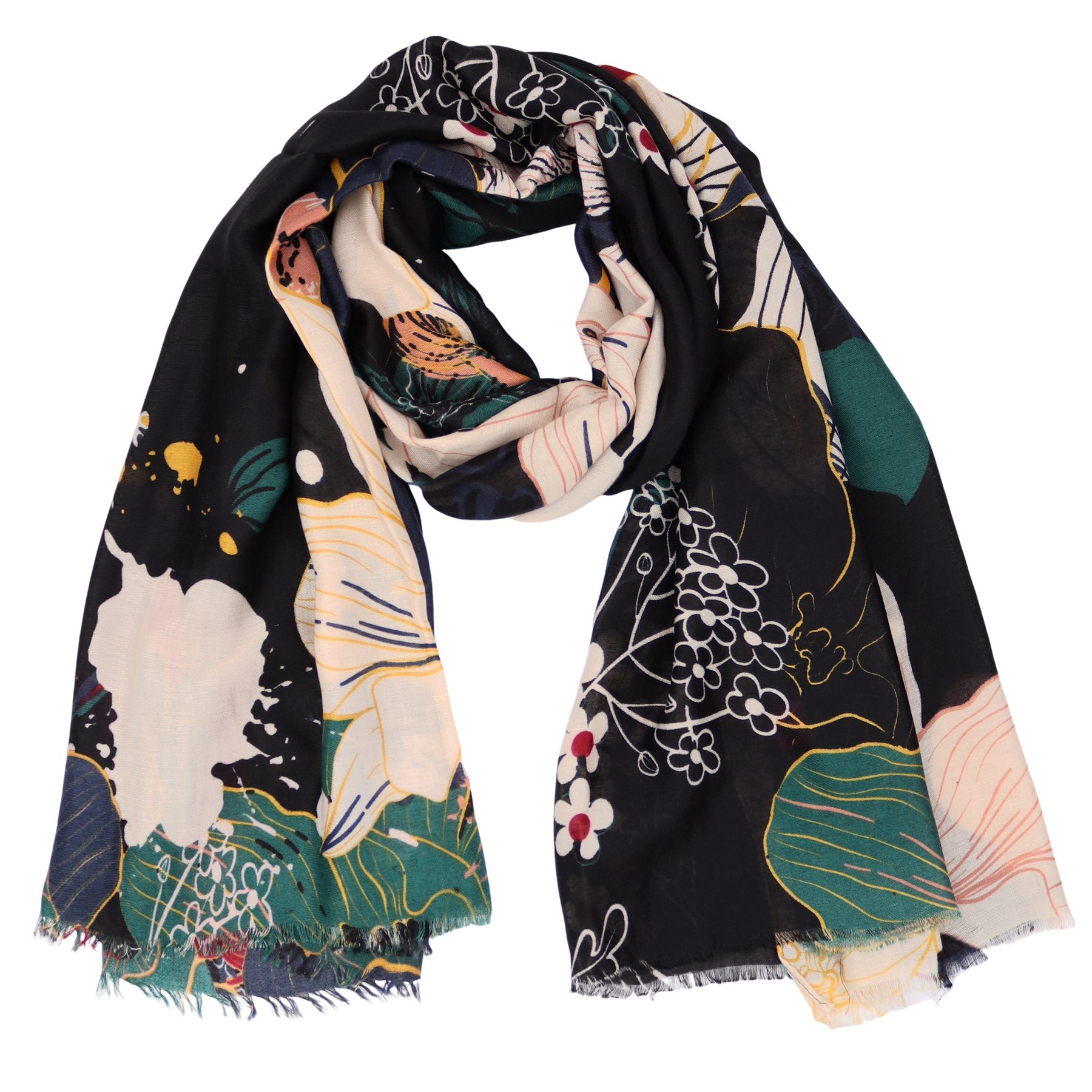 Modeschal Weich XXL ca.85x180cm Schal Bunt Blumen