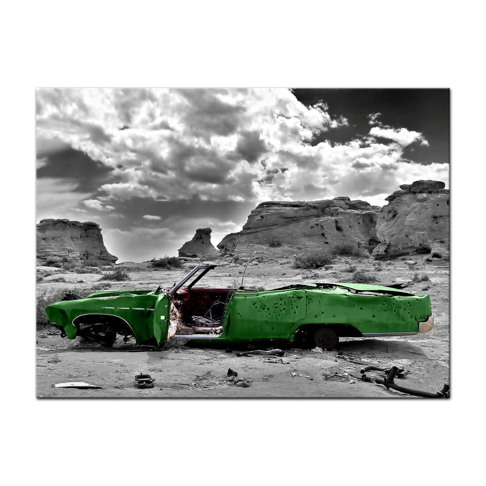Bilderdepot24 Leinwandbild Cadillac - grün, Fahrzeuge