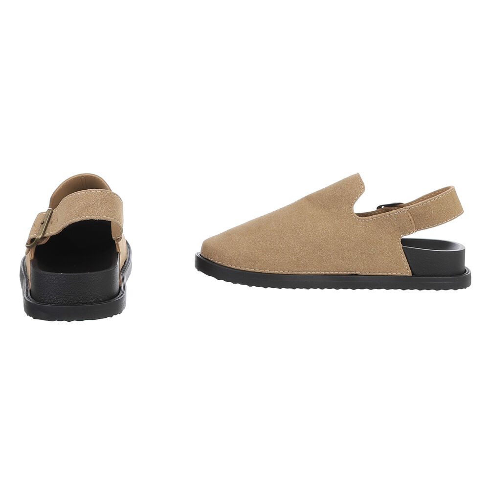 Ital-Design Damen Mules Freizeit Riemchensandalette (88828375) Flach Riemchensandalen in Hellbraun – Bild 5 von 5