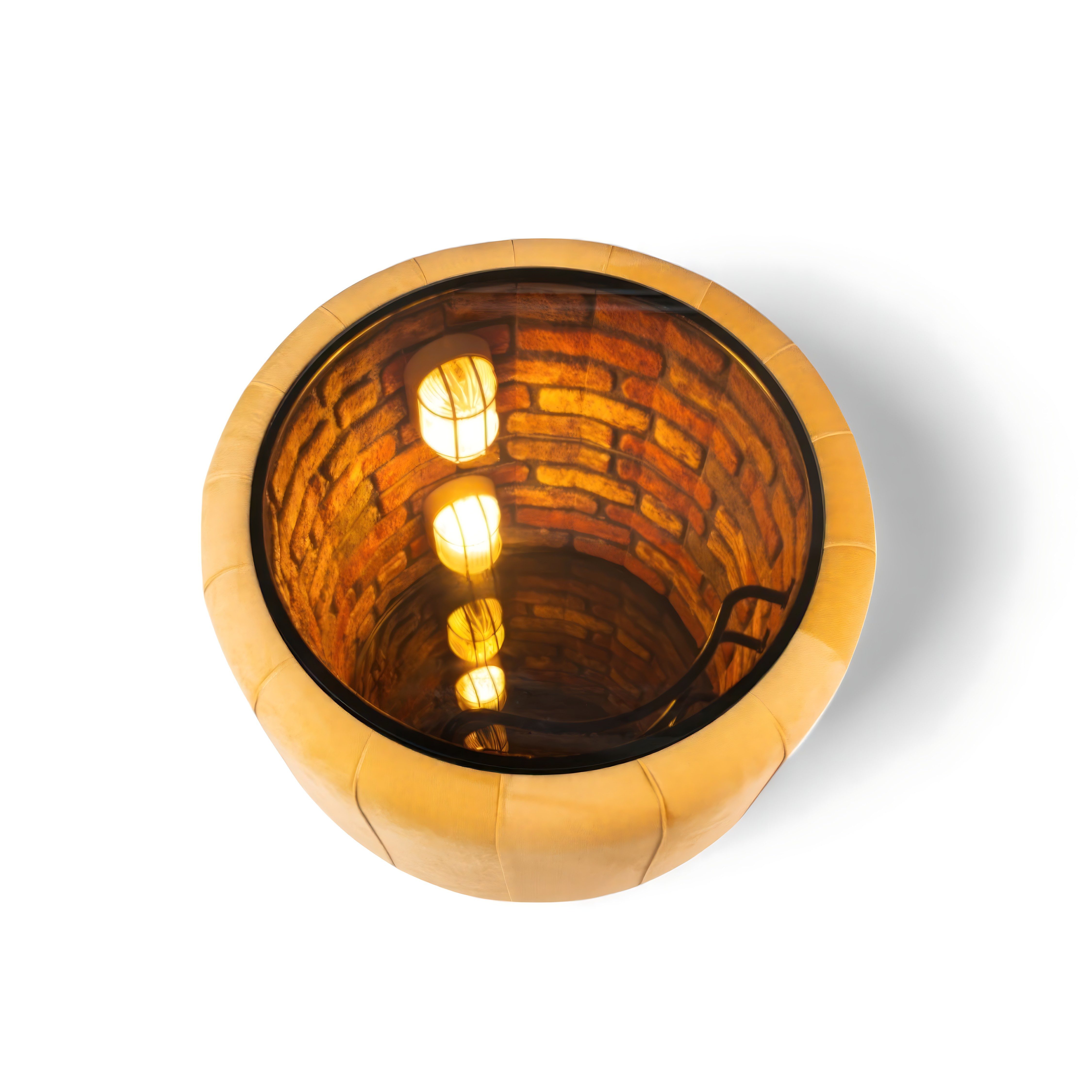 JVmoebel Couchtisch Exklusiver 3D-Couchtisch mit LED, Glas/Holz, orangefarben, Made in Europe