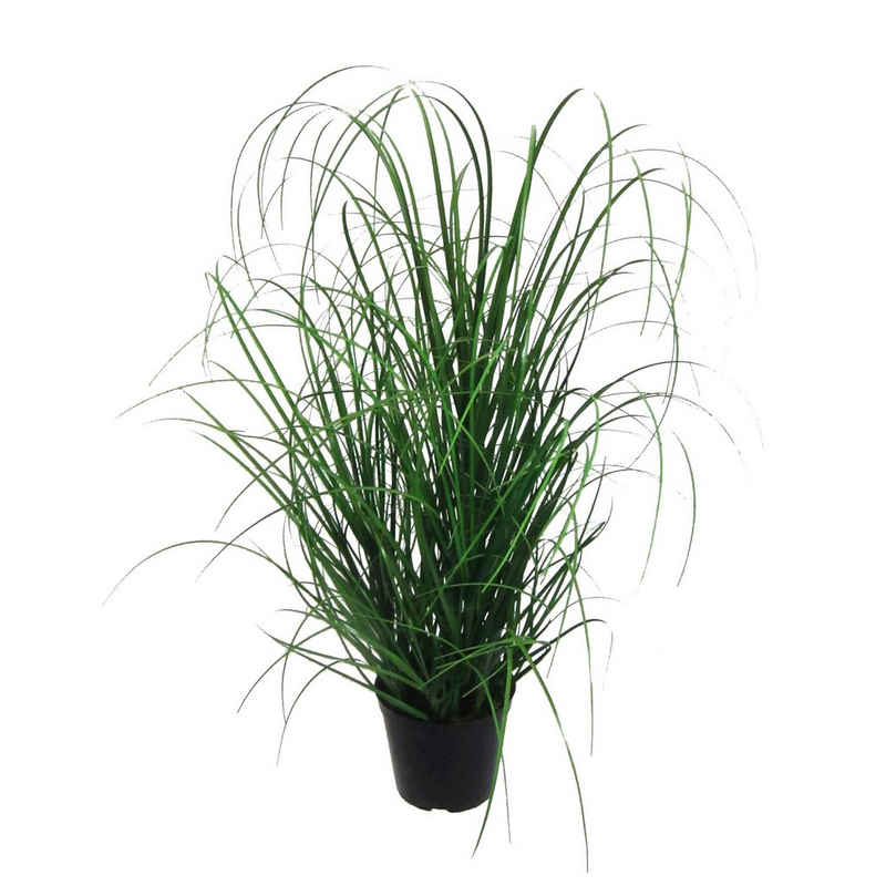 Kunstgras Kunstpflanze Dekogras im schwarzem Kunststofftopf - Grasbusch, Creativ green, Höhe 90 cm