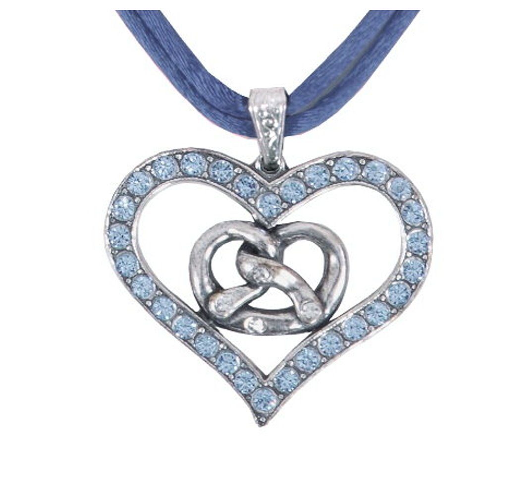 Moschen-Bayern Herzkette Trachtenkette Trachtenschmuck Herzkette Dirndlkette Breze, Halskette mit Swarovski-Kristall