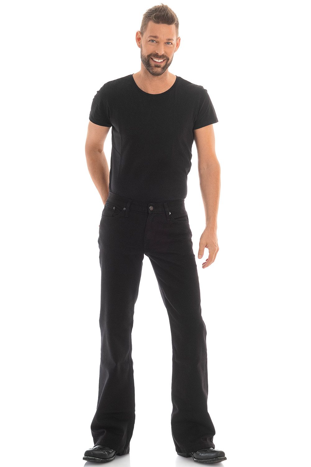 Bootcut-Jeans Herren STAR CUT GABARDINE schwarz
