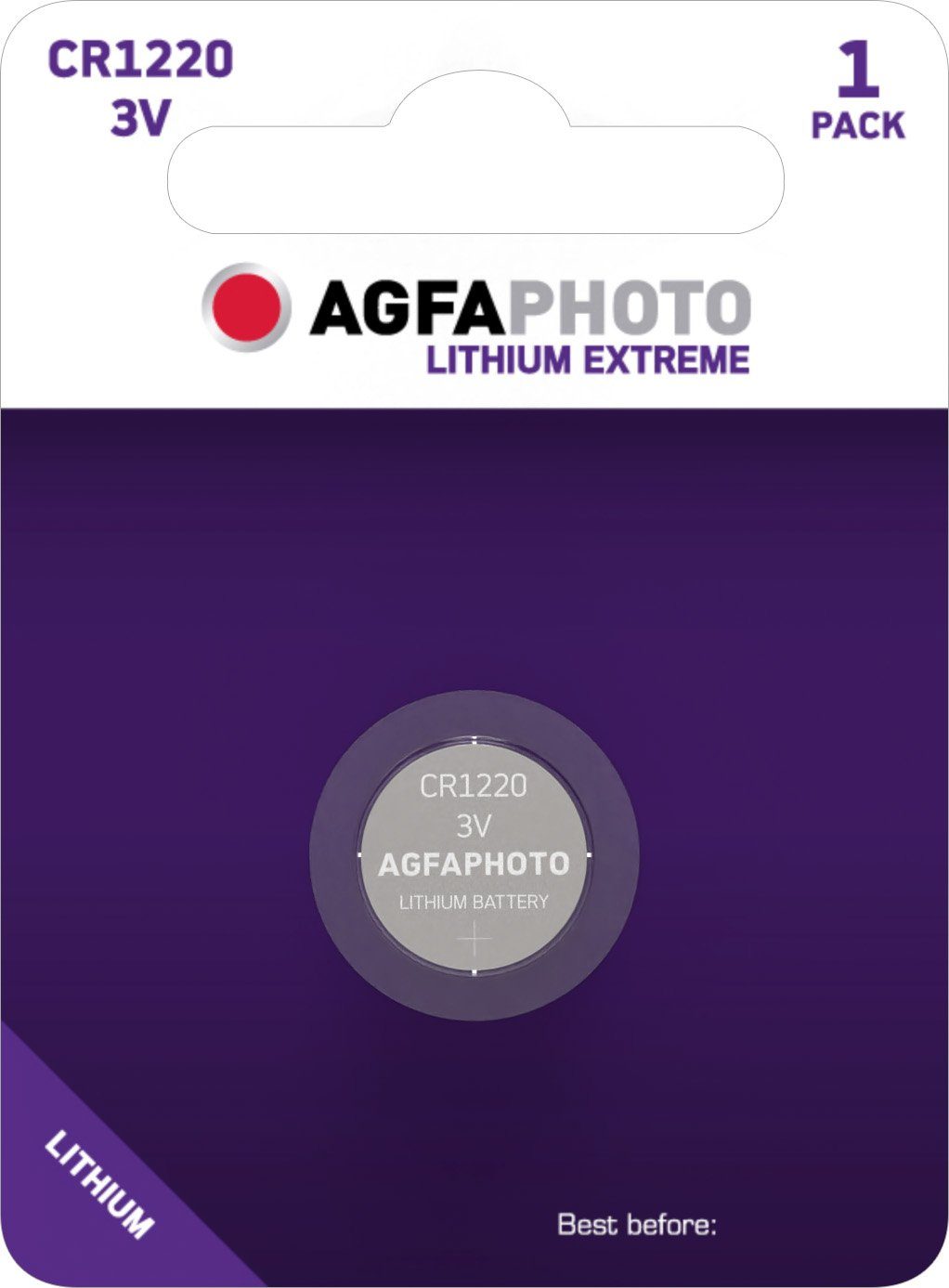 AgfaPhoto Agfaphoto Batterie Lithium, Knopfzelle, CR1220, 3V Extreme, Retail Bl Knopfzelle, (3,0 V)